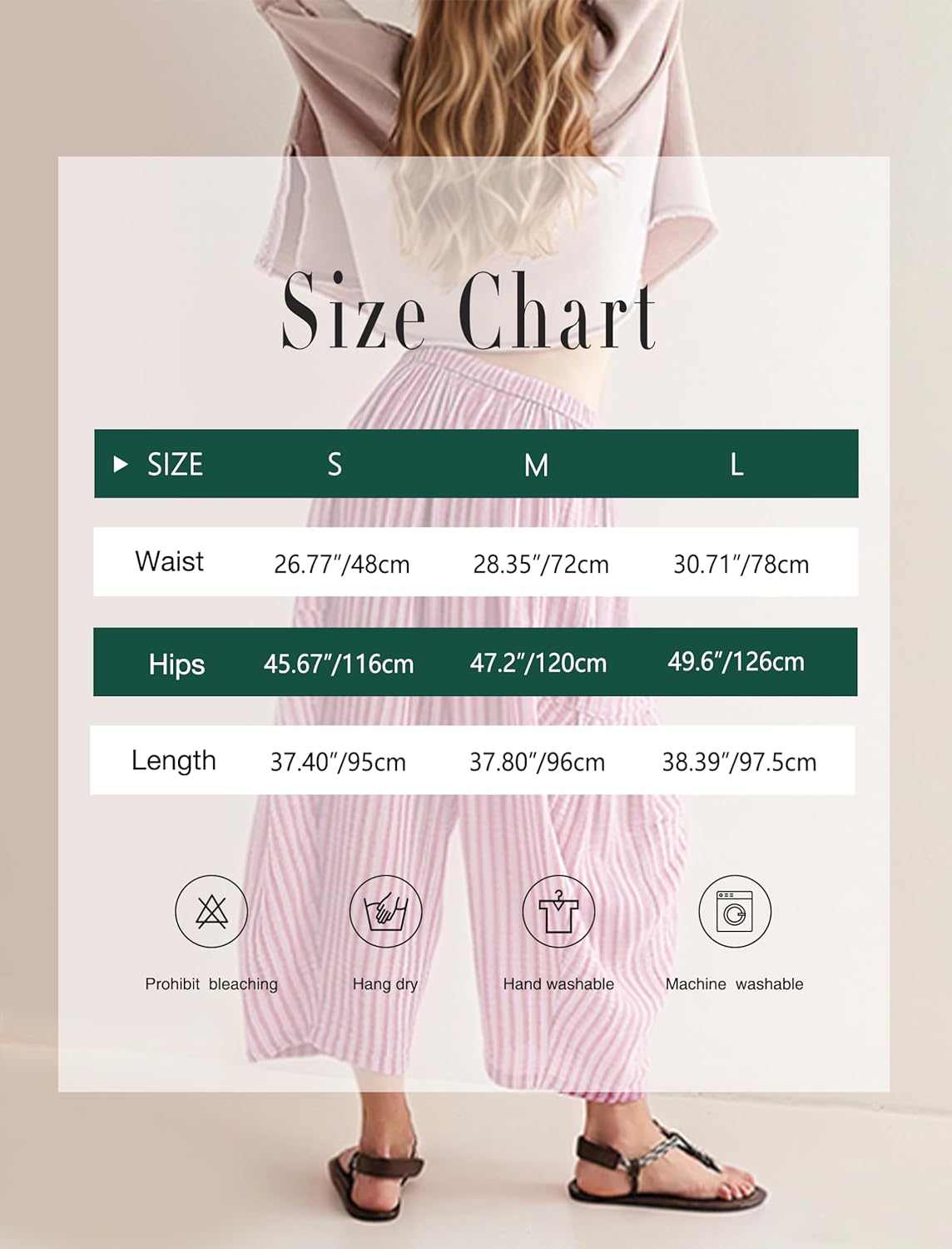 MISSACTIVER Women Summer Striped Harem Pants Flowy Baggy Casual Wide Leg Trousers Drawstring Boho Palazzo Pants with Pockets Green - Image 5