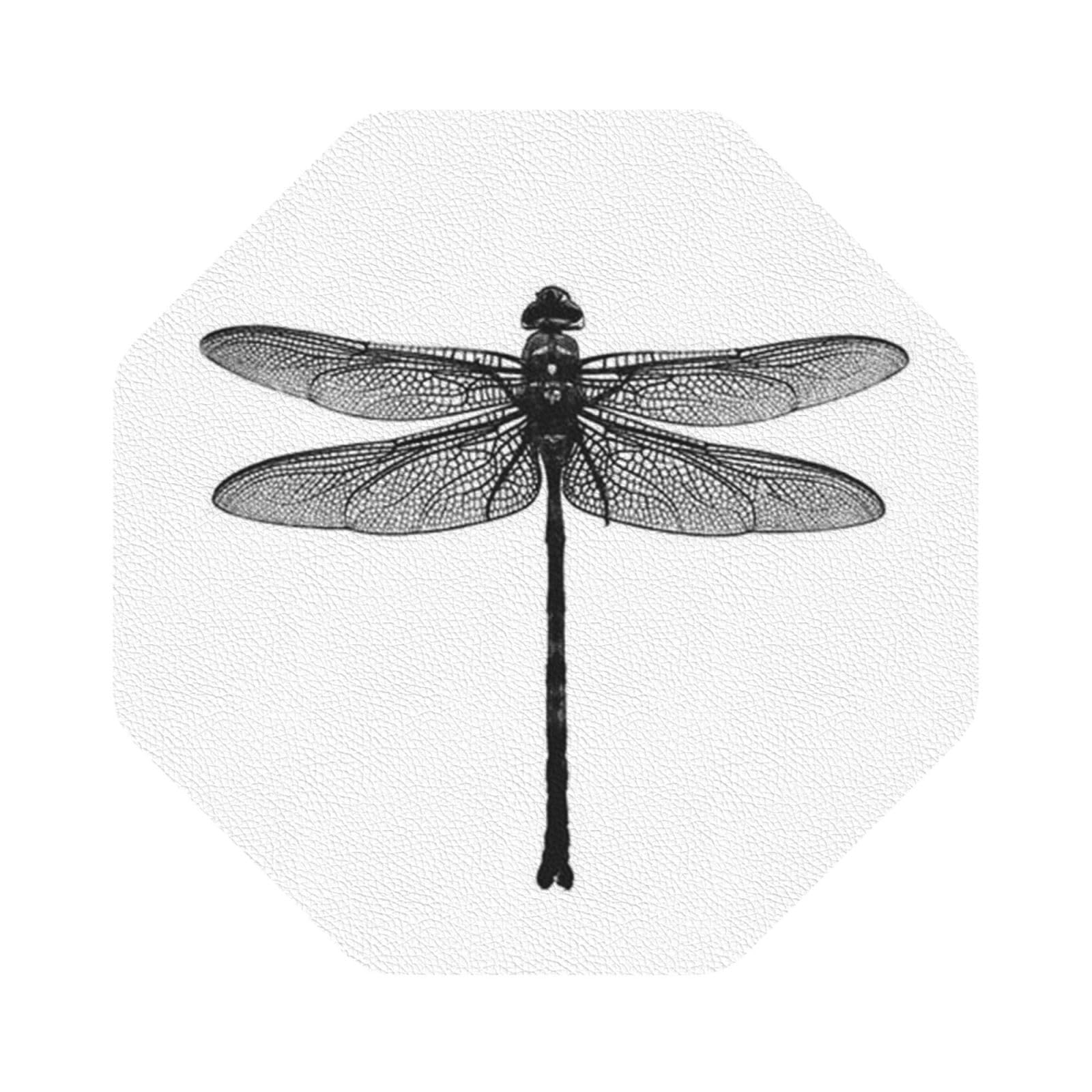 Dragonfly PU Leather Coasters Set of 6 Octagon Drink Coasters