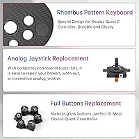 Vista 5 de VRbrother Metal Left and Right Controller Replacement Keyboard, Mushroom Caps, ABXY Buttons Return Key Function Key, Analog Joystick Replacement