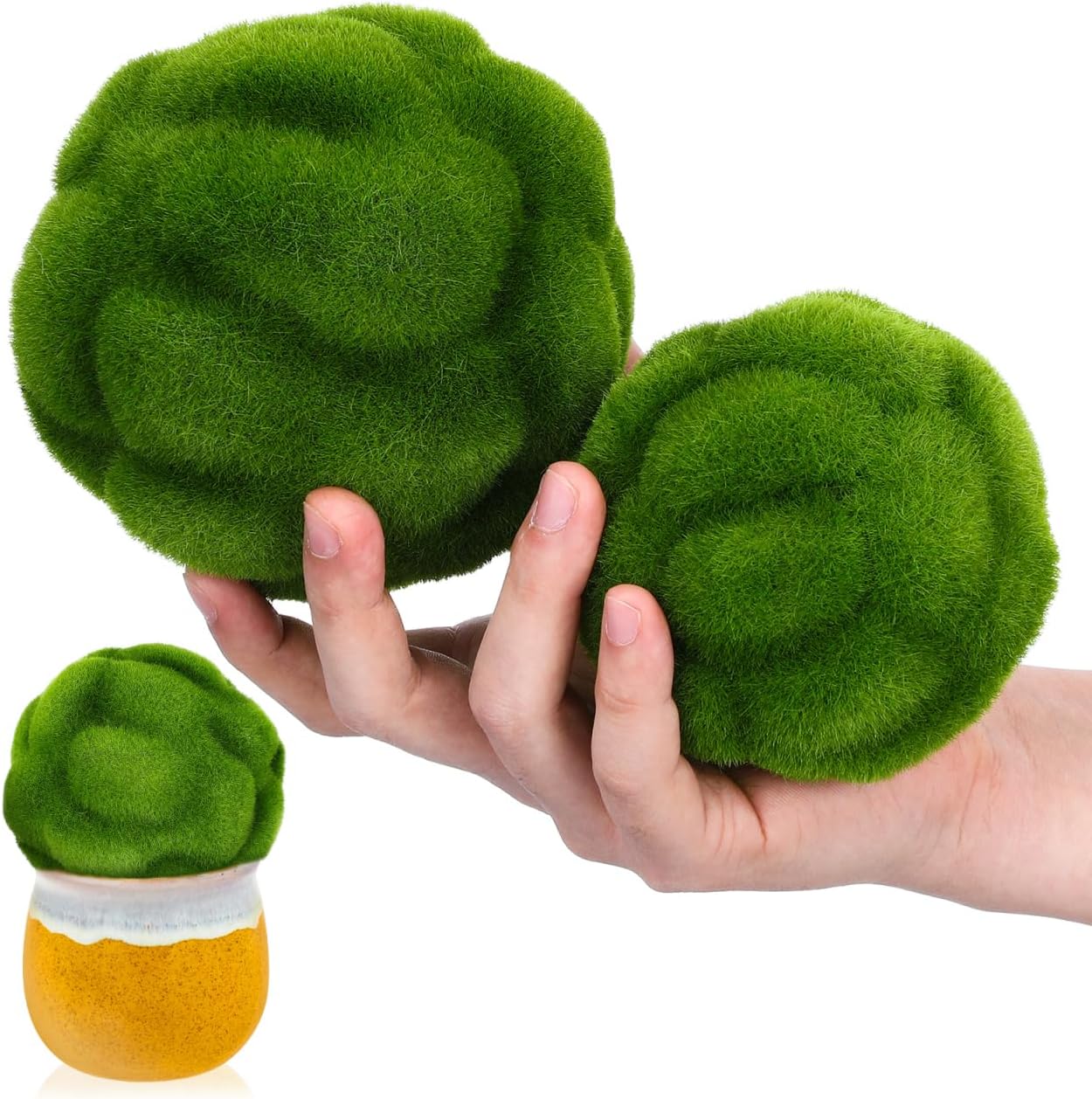 BESTOYARD Simulated Mossy Ball 4.72 Inch Artificial Plant Decorative Topiary Ornament for Home Wedding Party Garden D Cor