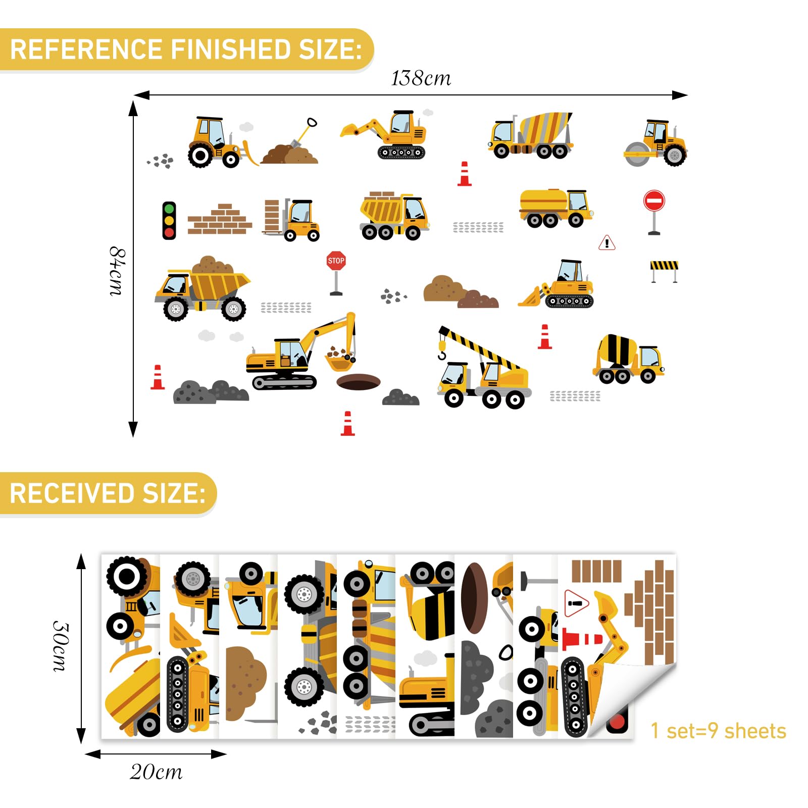 SHUCHING Construction Vehicles Wall Stickers for Kids Room Nursery Playroom Removable Vinyl Digger Bedroom Decor Accessories - Image 4