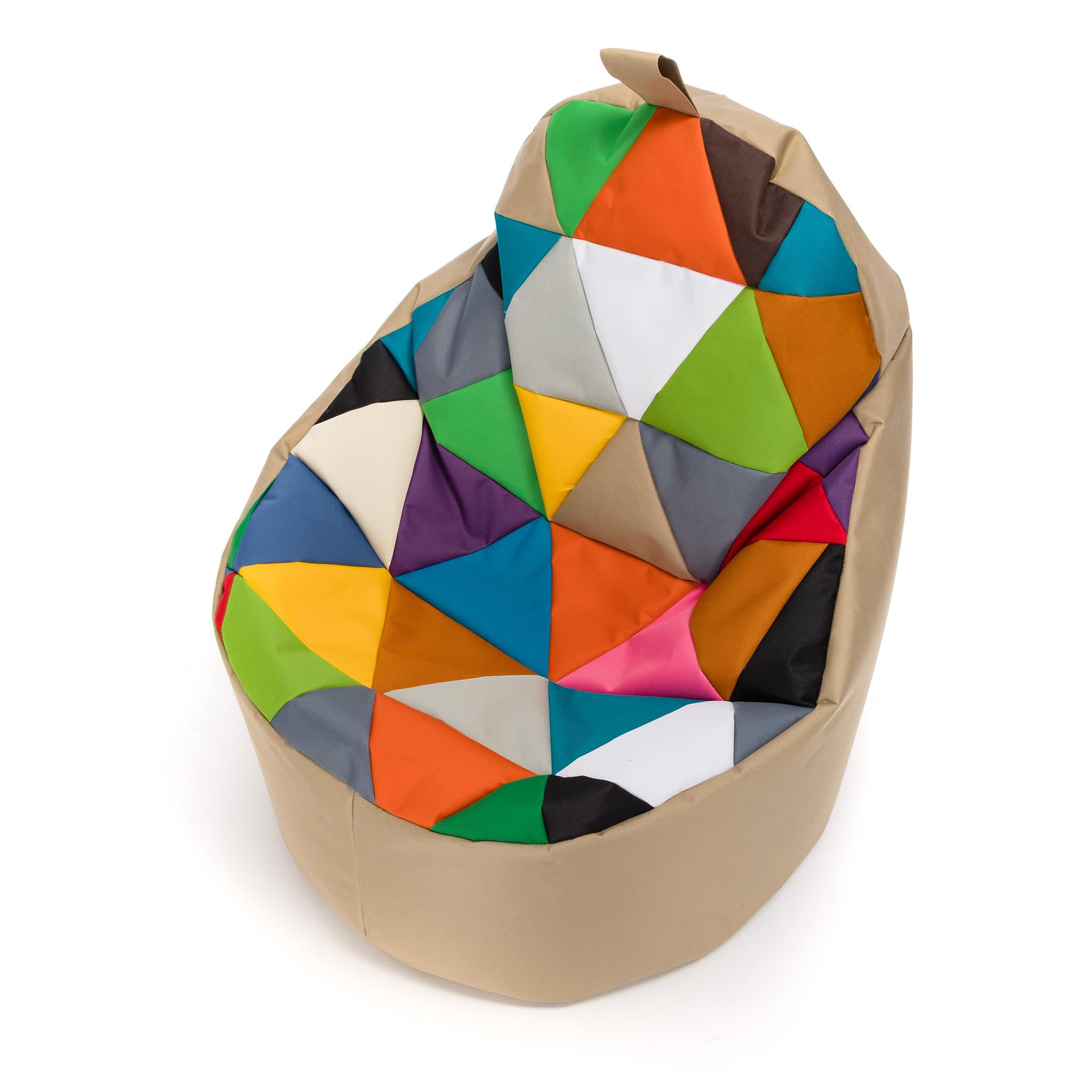 Ecopuf - Pouf a sacco da esterno Yoko Patchwork - Pouf per cameretta per bambini - Pouf in tessuto impermeabile - Poltrona relax - Poltrona a sacco XL - 70x75cm, Miscela/Cappuccino