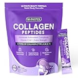 DRFOSTER Collagen-Peptides-Powder-Packets - Multi Type I II III V X Collagen for Women with Antioxidant Blend + Vitamin C & E for Skin, Hair, Nail & Joint, Non-GMO, 30 Stick Packs