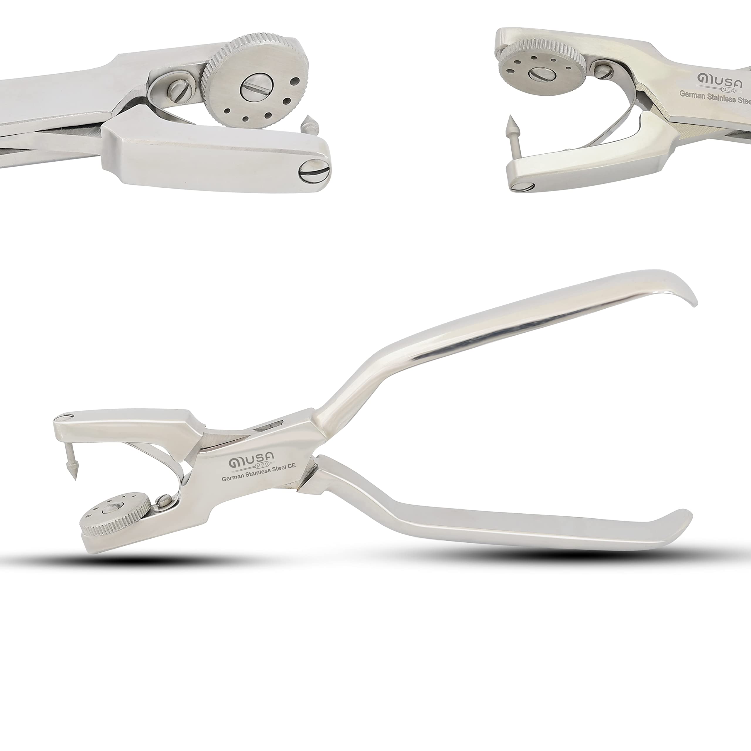 MUSAMED German Grade Stainless Steel Ainsworth Rubber Dam Punch, Dental Instruments, Endodontic Dental Dam Clamp Tools Rubber Dam Sheets 5 Sizes Holes 0.8mm, 1.0mm 1.2mm 1.5mm and 2mm MM-RDPA