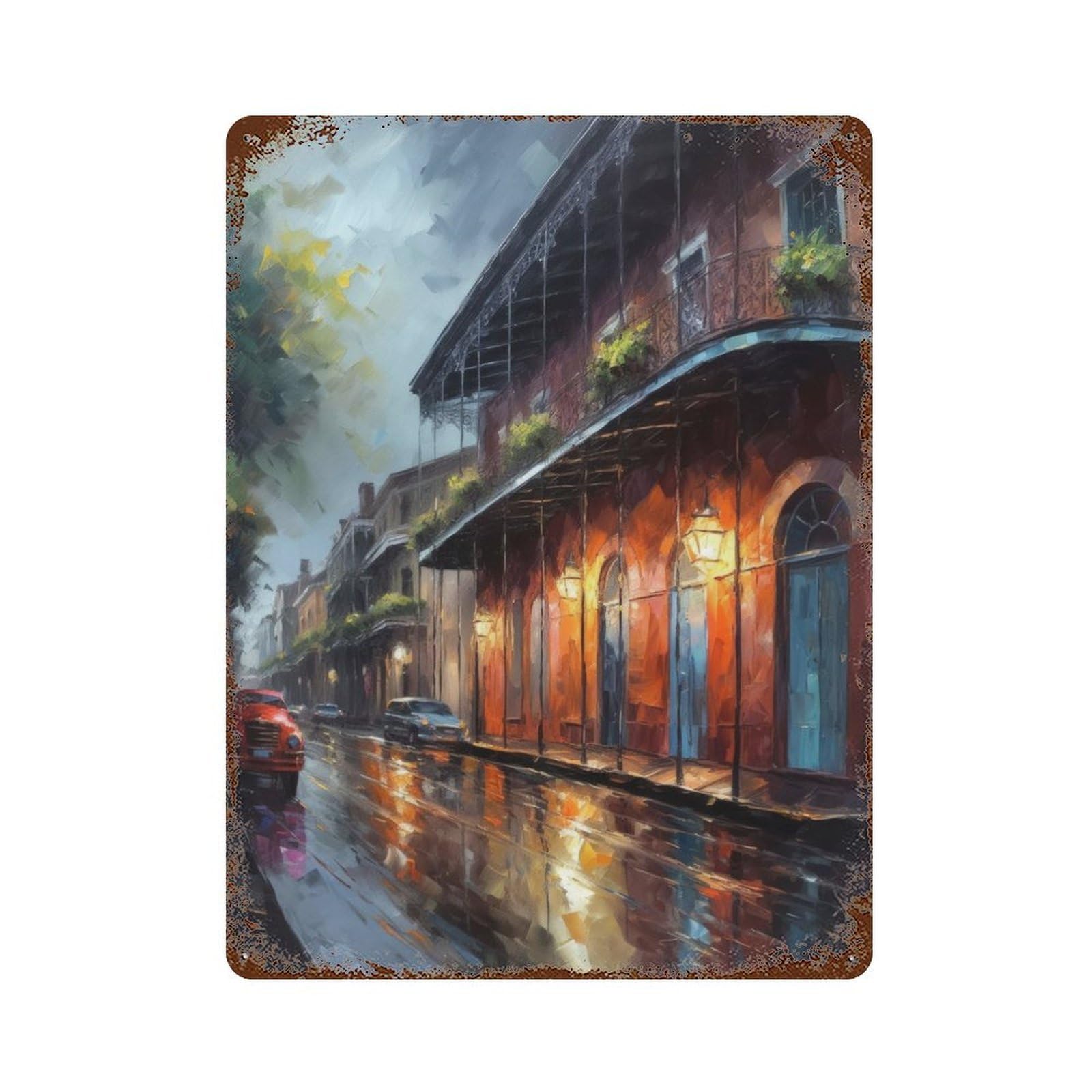 New Orleans Art USA Vintage Metal Tin Sign 15.7"x11.8", Novelty Wall Decor for Garage, Pub Or Kitchen