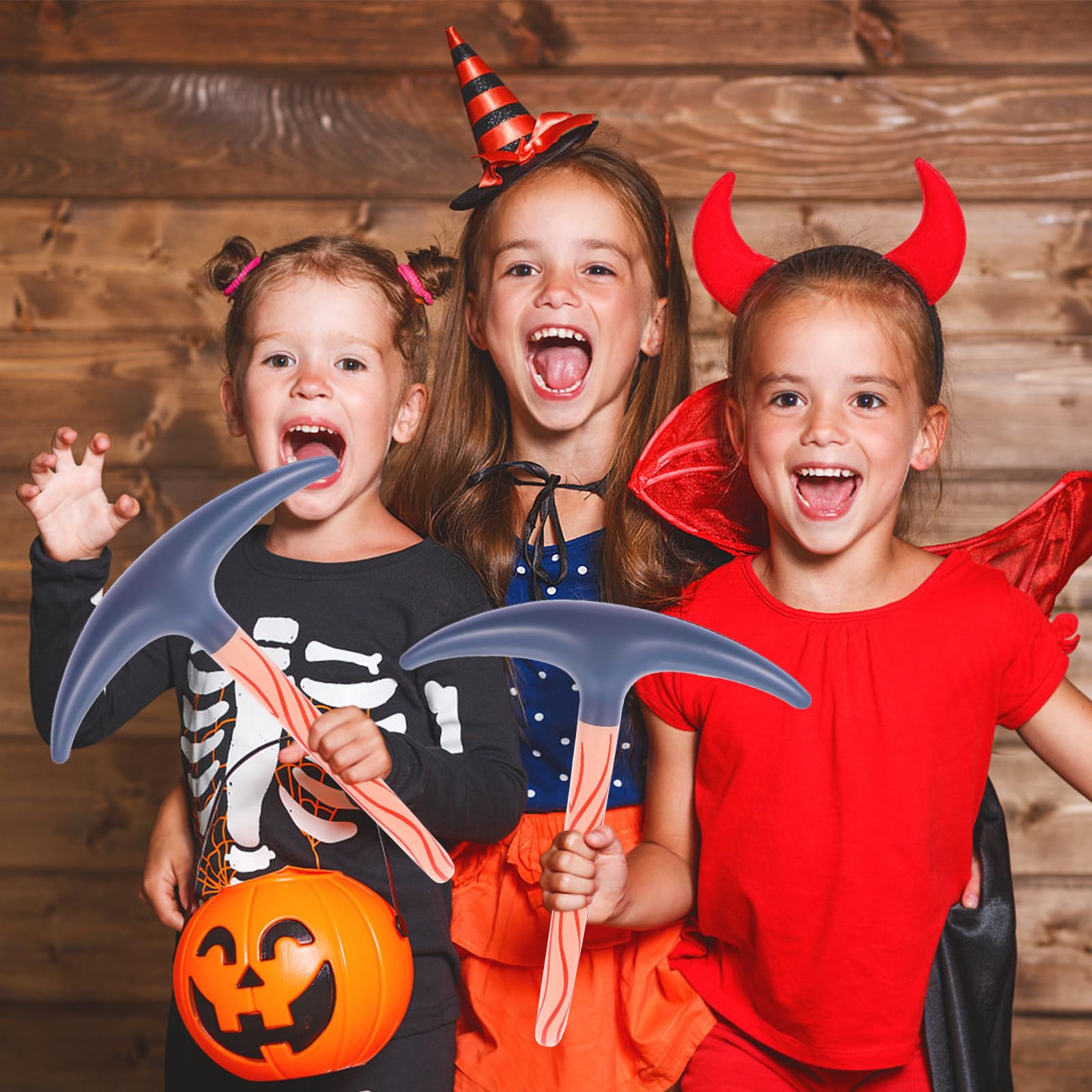 4 Picconi Gonfiabili Giocattolo Per Bambini – Set Arma Finta In PVC 55 Cm Per Feste A Tema, Carnevale E Halloween