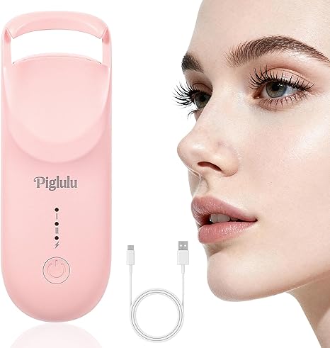 Heated Eyelash Curler, Mini Electric Eyelash Curler for Women with 5s Fast Heating & 24H Long-Lasting Curl, 2-Level Temp Control, Anti-Burn Silicone Pad, Portable Type-C Charging