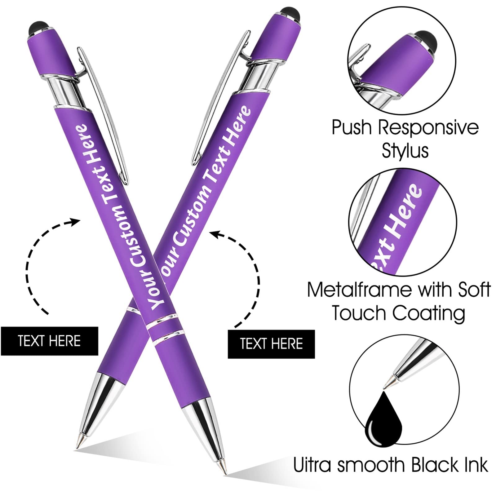 Up to 500 Pcs Personalized Pens Bulk Custom Customized Pen with Stylus Free Engraving Ballpoint Pens Set with — view 2