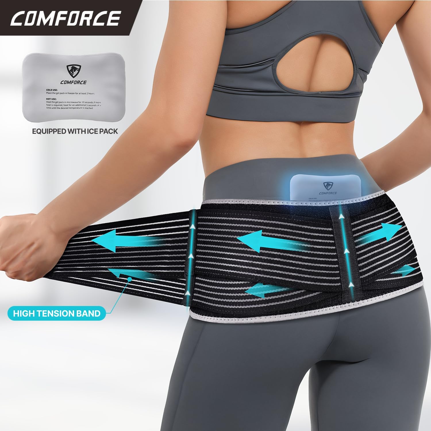COMFORCE Sacroiliac SI Joint Hip Belt with Ice Pack - Image 2