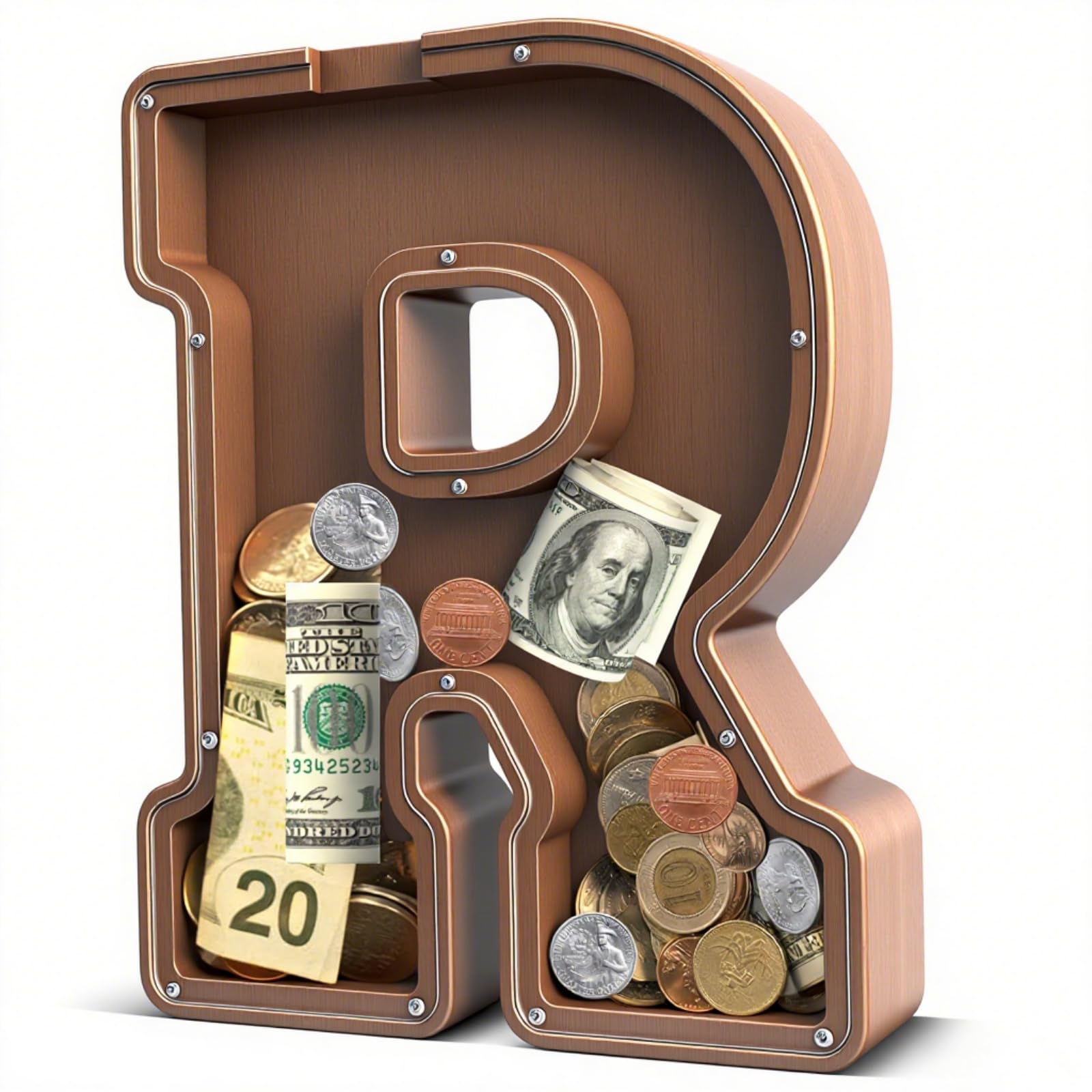 UBeesize 12in Extra Large Wooden Piggy Bank,Letter Piggy Bank for Boys Girls,Money Coin Bank for Kids,Christmas,Birthday,Children“s Gift and Home