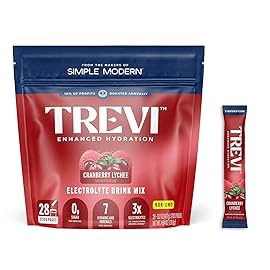 TREVI Sugar Free Electrolytes - Drink Mix Hydration Powder Packets - 28 Count - Cranberry Lychee