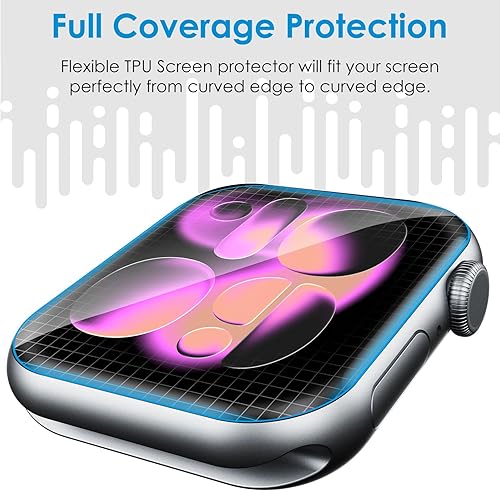 Miniatura 11 de Paquete de 6 protectores de pantalla de poliuretano termoplástico UniqueMe compatible con Apple Watch de 1.575 in SE 2022 Series 6/5/4