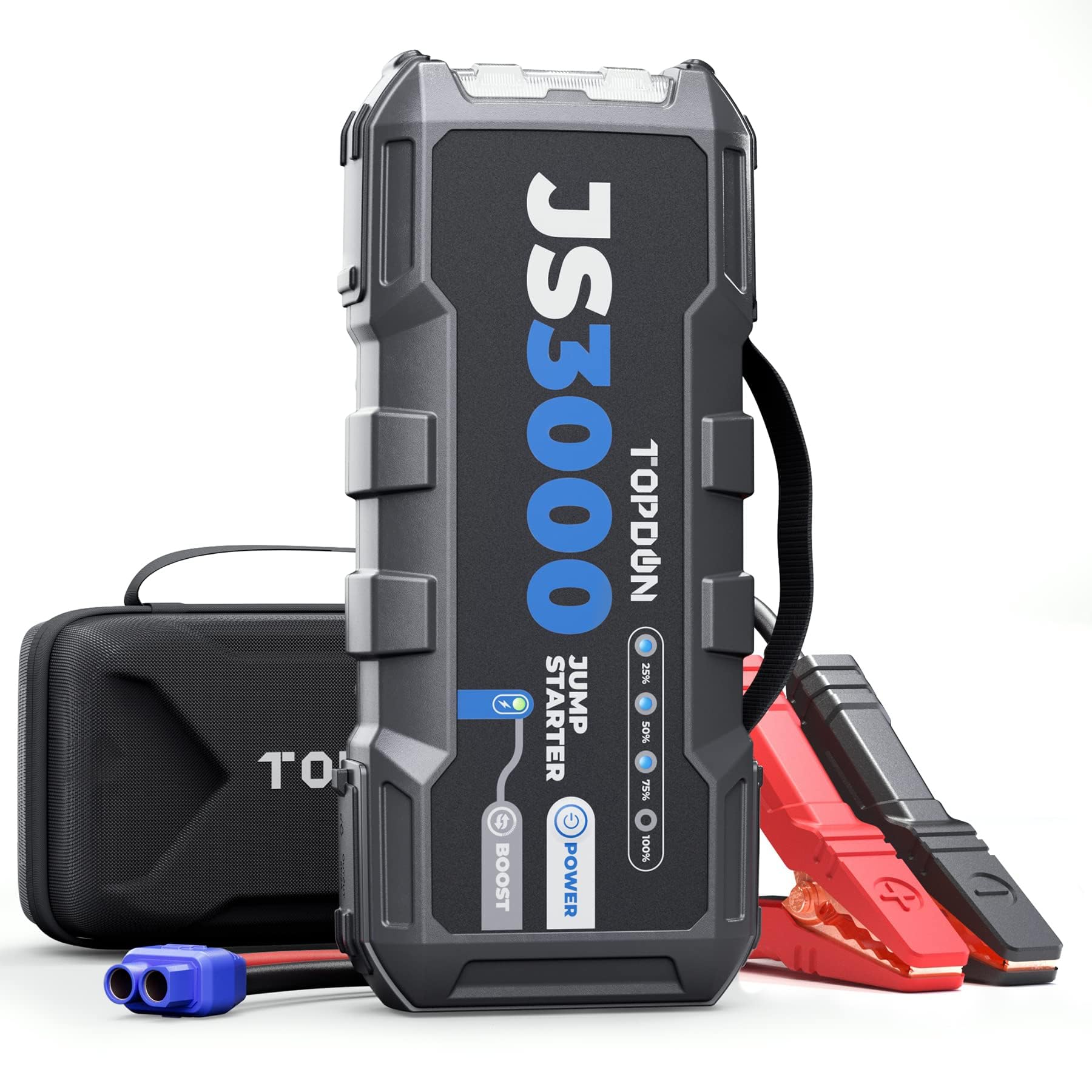 TOPDON Booster Batterie 3000A 24000mAh Démarreur de Batterie, JS3000 Portable Jump Starter pour Véhicule ( Jusqu'à 9L Essence /​7L Gazole) Démarrage de Voiture