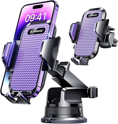 Miniatura 10 de VANMASS [Versión Pro] Soporte Universal para Teléfono de Coche [Ventosa Super Fuerte] Soporte de Teléfono para Salpicadero, Soporte de Teléfono