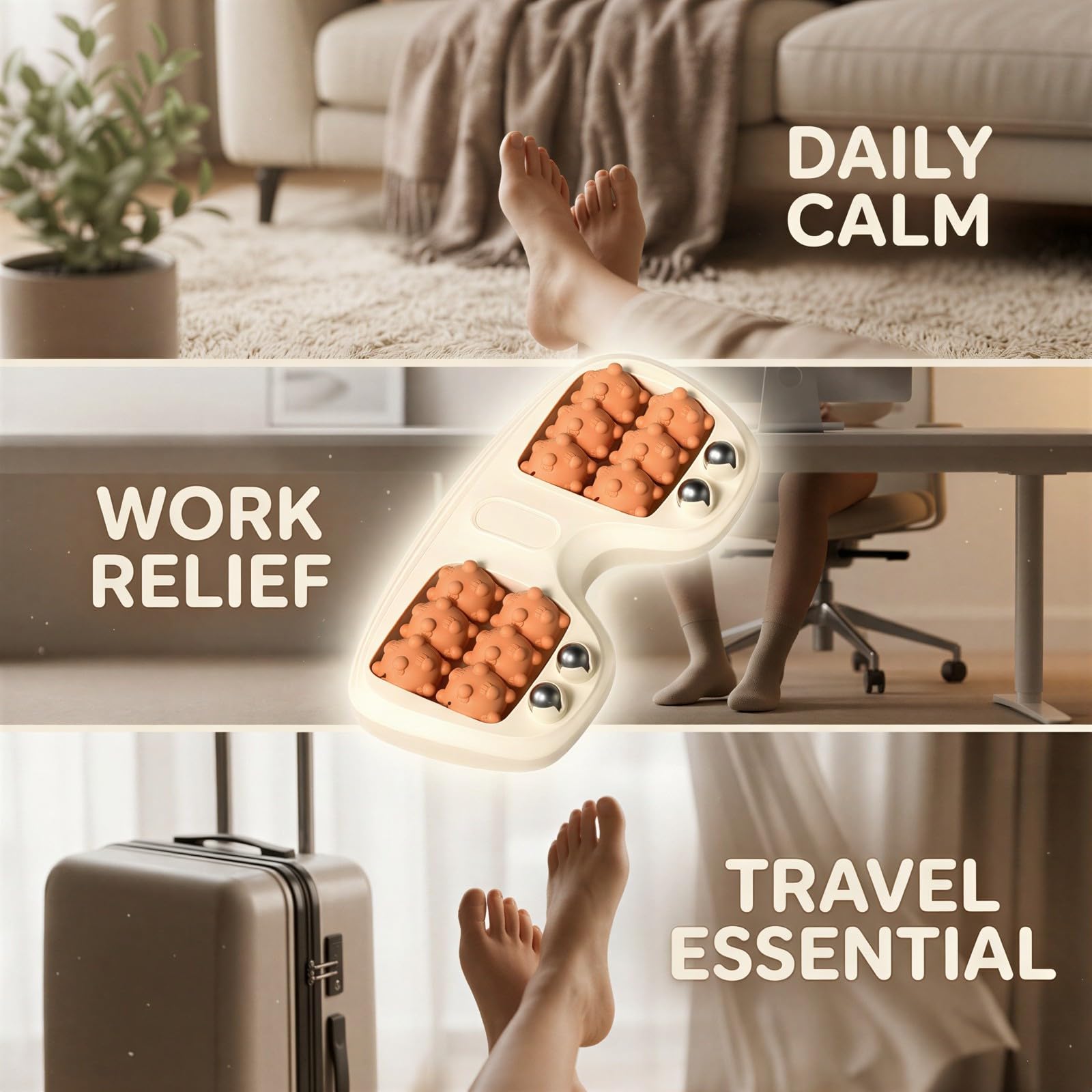 Dual Fußmassage-Roller für Fußkomfort, Akupressur Fußmassagegerät mit Stahlkugeln für Reflexzonenmassage und Entspannung, tragbarer Fußroller für Zuhause, Büro und unterwegs