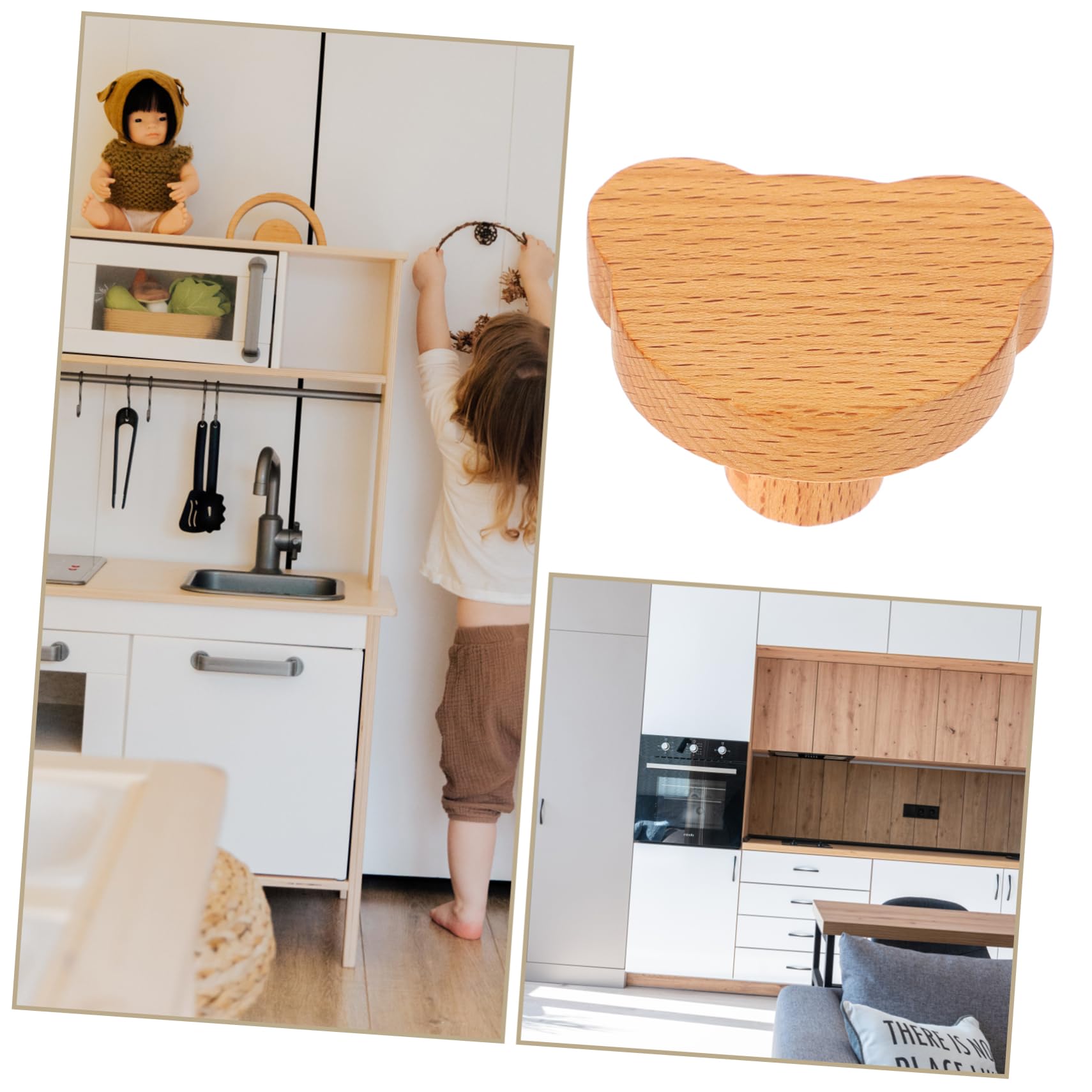 NUOBESTY 4 Set Maniglie Del Pomello Del Comò Costumista Manopole Per Mobile Da Cucina Della Porta Pomelli Per Cassetti Pomello in Legno Di Legno 6 Pezzi*4
