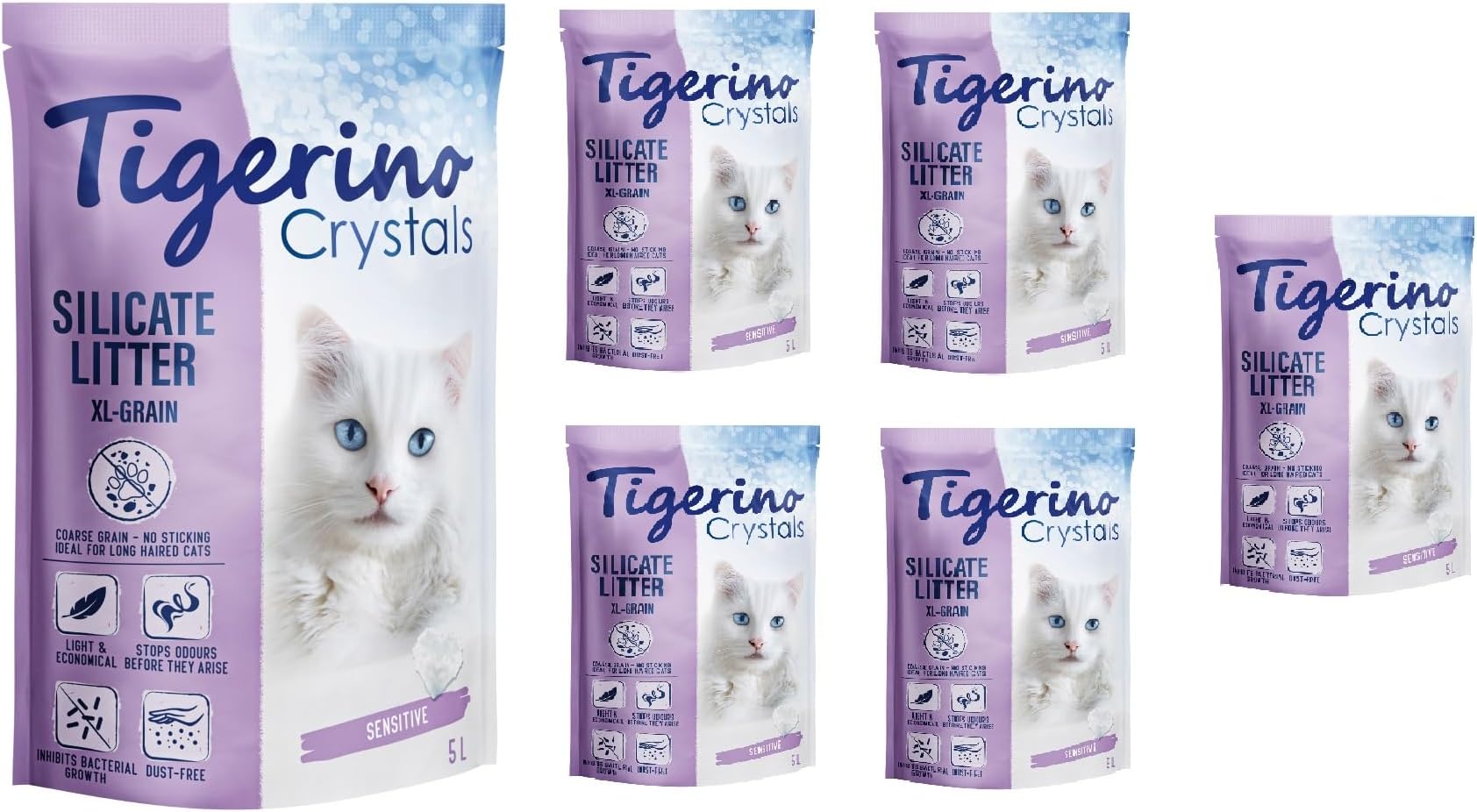 Crystals Silicate Cat Litter, 6 x 5L - Absorbent, Dust-free, Antibacterial, Economical