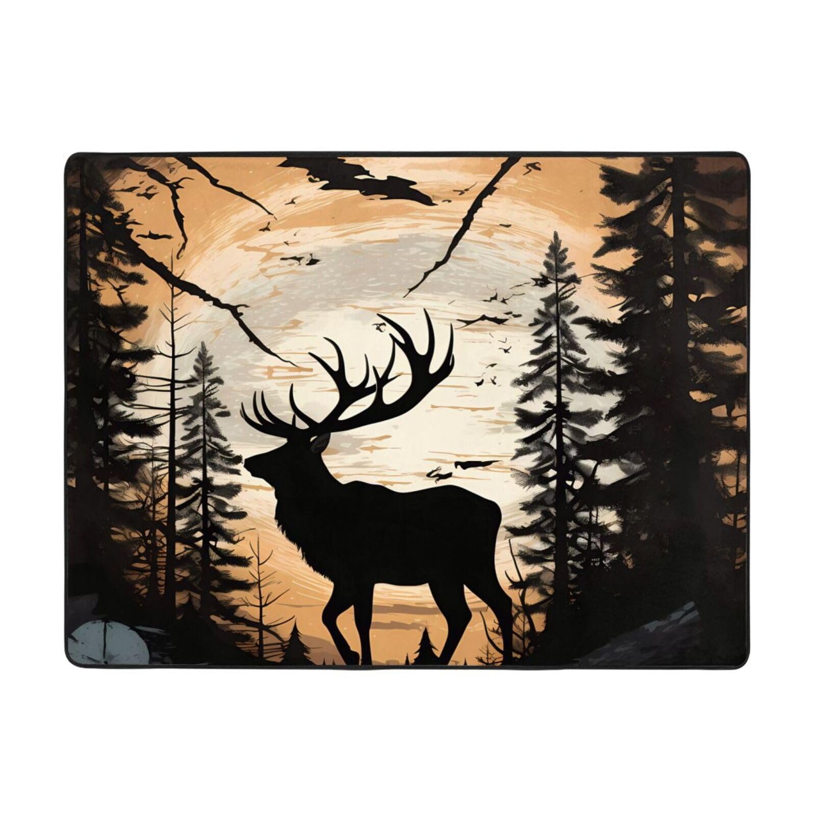 Tapis doux élan sauvage 160 x 121 cm pour une chambre élégante et chic
