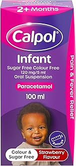 Infant Oral Suspension (1 x 100ml), Sugar-Free Strawberry Flavour Paracetamol for Kids, Relieves Pain and Fever, Baby Medicine Syringe, Soothed Symptoms After 1 Dose, Gentle on Tummies