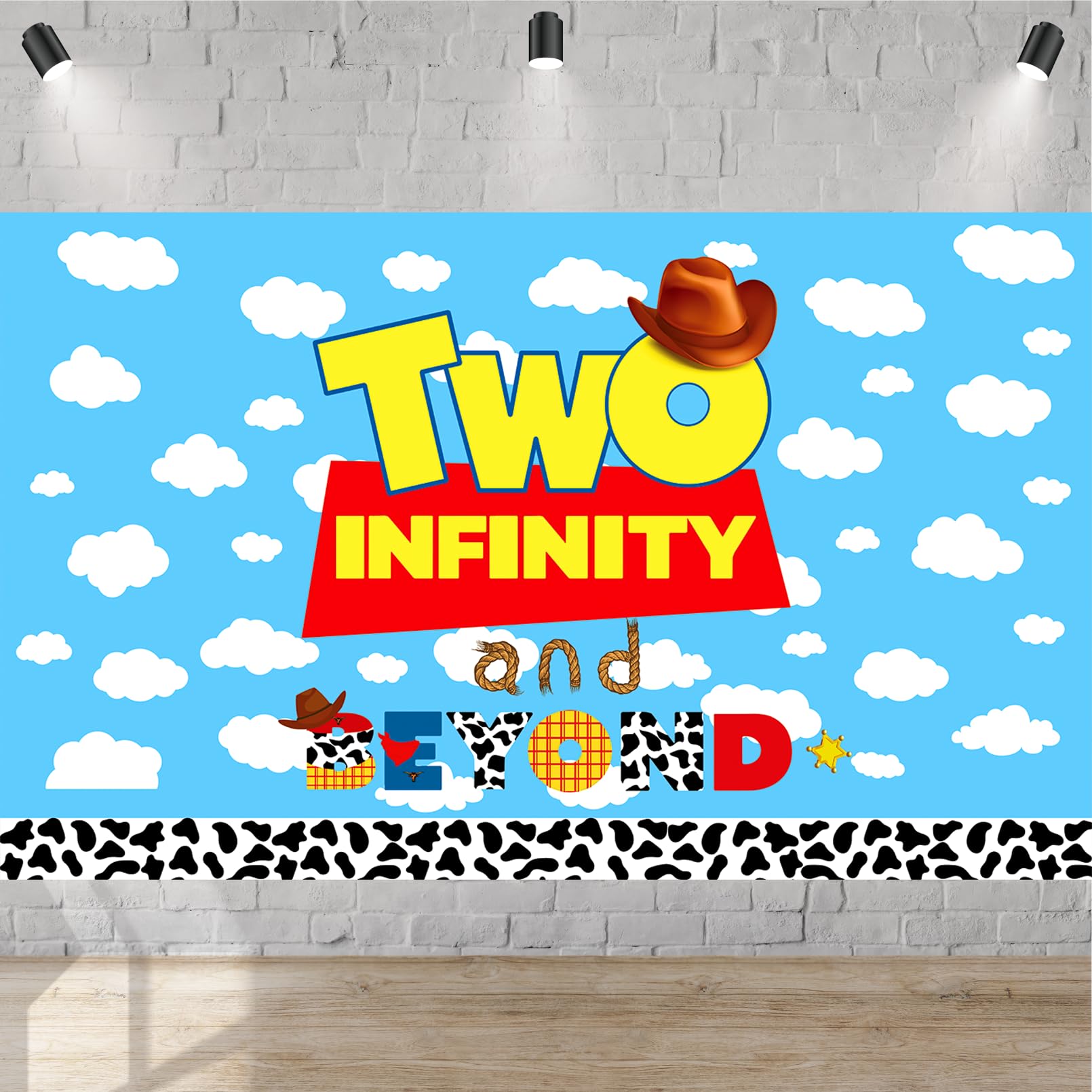 Two Infinity and Beyond Birthday Banner Decorations Cartoon 2nd Birthday Decor for Boy Girl, Farmhouse Cowboy 2 Year Old Birth Day Backdrop Party Decor Supplies