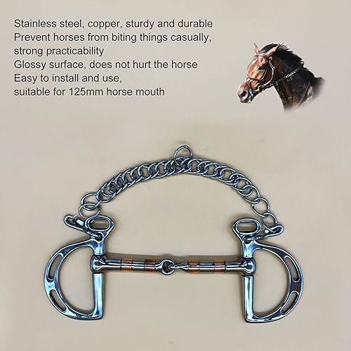 Miniatura 5 de plplaaoo Broca de caballo, hierro de boca de caballo, boca de caballo, anillo de mordedura de caballo, anillo D de cobre de acero inoxidable con