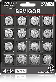 BEVIGOR 2032 Battery Compatible with Apple AirTag CR2032 Lithium 3V Coin Battery for Child Safety, Suitable for Key Fobs, Smart Sensors, Scales, Candles and More (CR2032-16)
