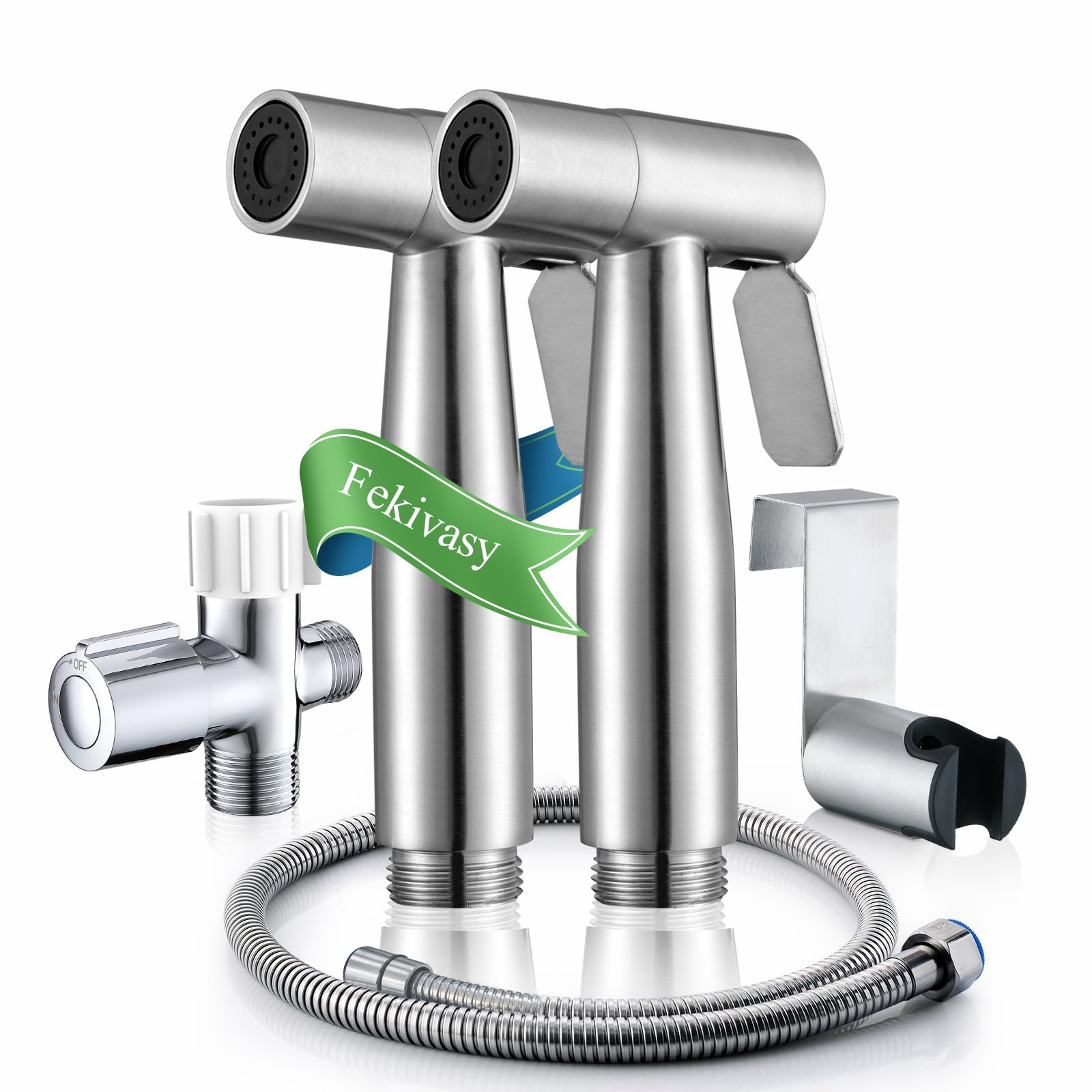 Bidet Sprayer for Toilet, Fekivasy 2 Packs Handheld Bidet Toilet Sprayer Stainless Steel Bathroom Fixture Bidet Sprayer Sets Muslim Shower Diaper Sprayer Jet Spray for Toilet Wall or Toilet Mount