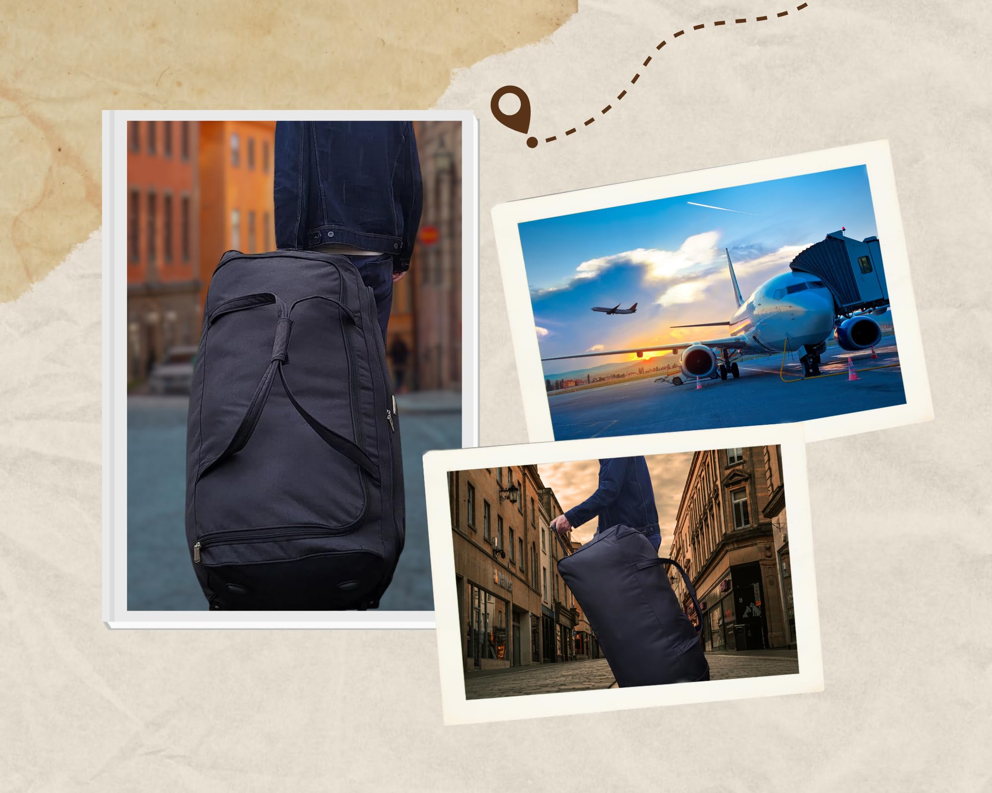 Reisetasche mit Rollen – 90 cm lang – 182 l – Schwarz, Basic