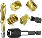 QWORK HSS Tap C'est bon. 13 Pcs SAE / Métrique Combinaison foreuse robinet & Taper ensemble de bit, outil à taper à vis pour le forage de tabouret