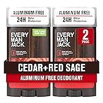Every Man Jack Cedar + Red Sage Mens Deodorant - Stay Fresh with Aluminum Free Deodorant For all Skin Types - Odor Crushing, Long Lasting, with Naturally Derived Ingredients - 3oz (2 Pack)