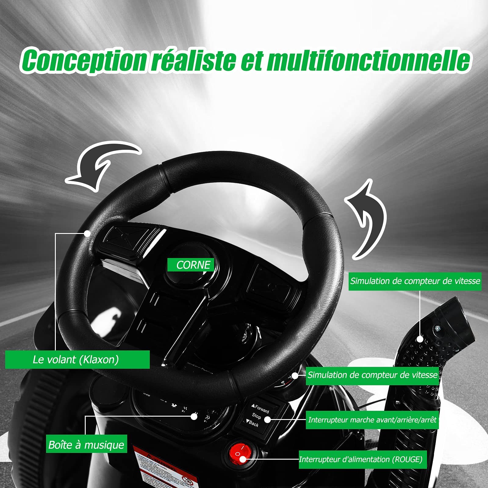 GOPLUS 12V Tracteur Électrique avec Remorque, Voiture Électrique Enfants 1 Place avec Télécommande 2,4G,Véhicule Convient aux Enfants de 3 à 8 Ans avec Lumières, Musique (Vert)