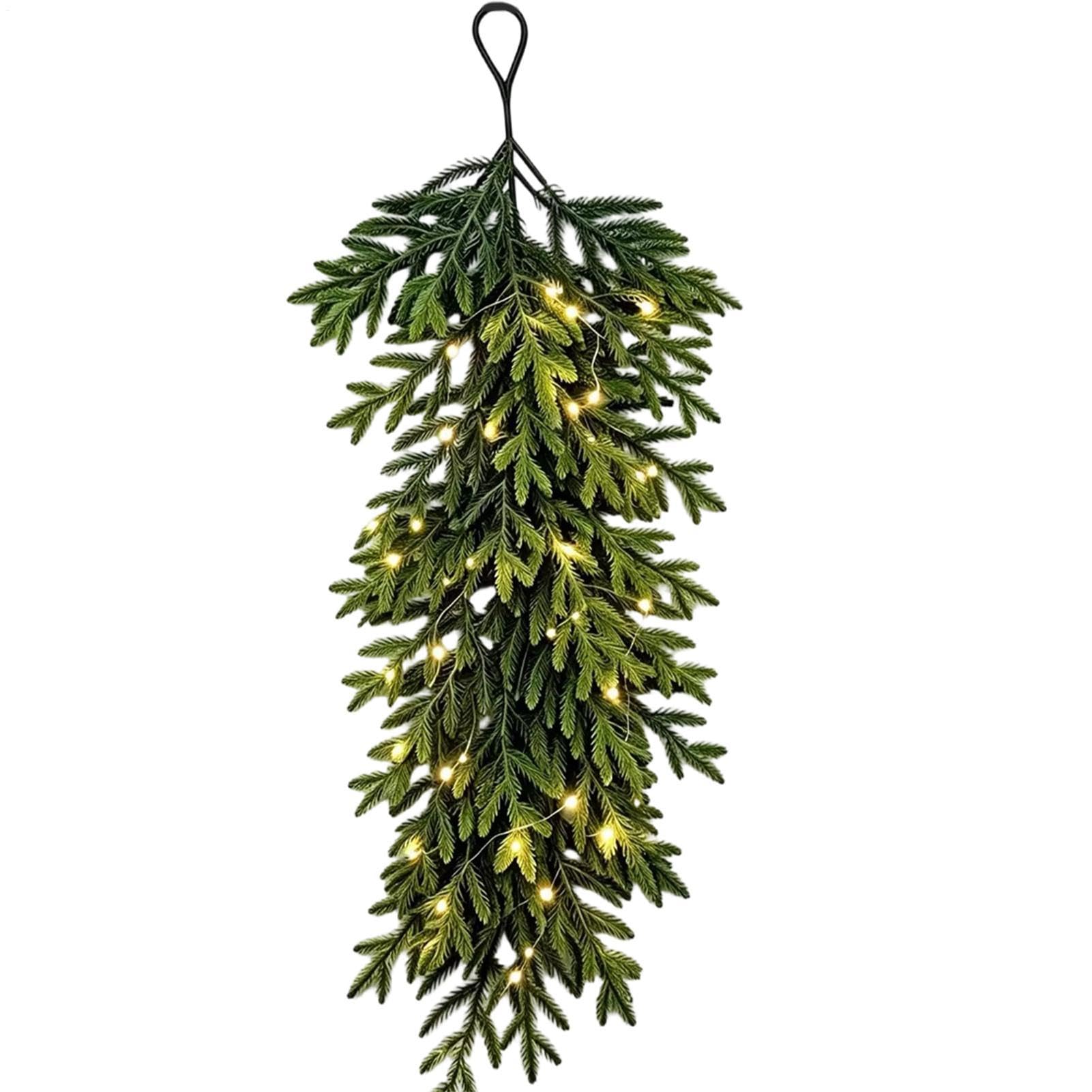 Swag de Navidad para escaleras decoración de pared con verde abeto