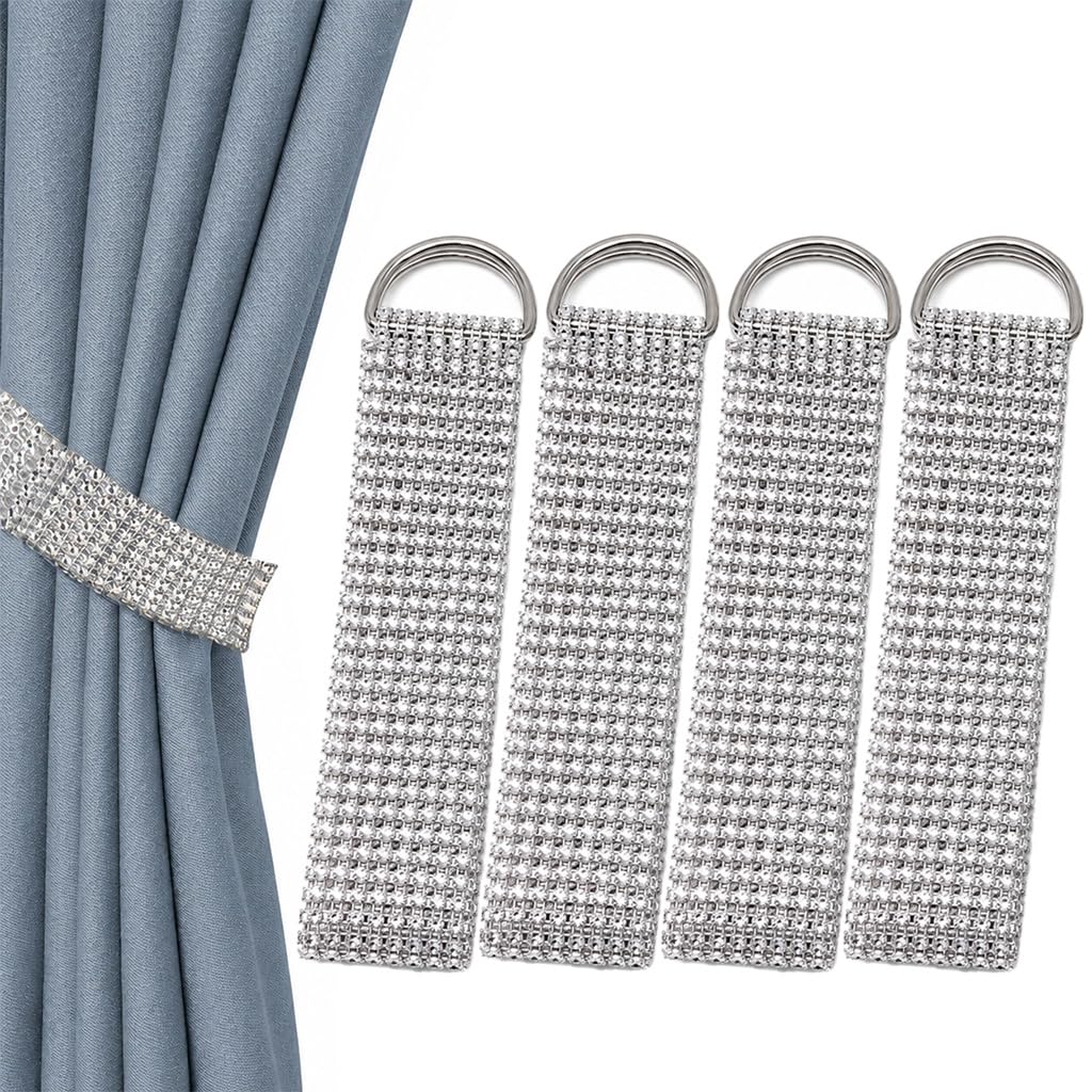 4PCS 62cm Curtain Tie Backs,Sparkling Rhinestone,Enhances Room Elegance