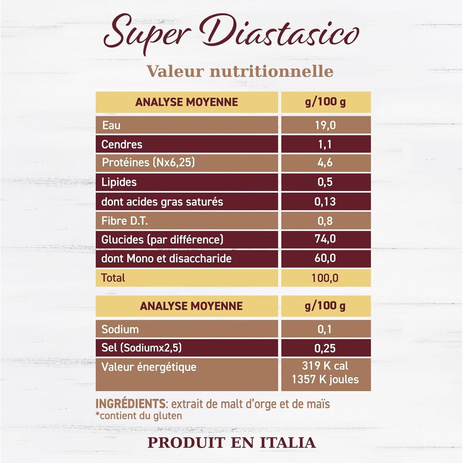 Malto Attivo, Super Diastasico 1400g, Extrait de Malt à Haut Pouvoir Diastasique, Malt d'Orge et Mais idèal pour la Panification, 12.000 Unitées Pollak, Fabriqué en Italie