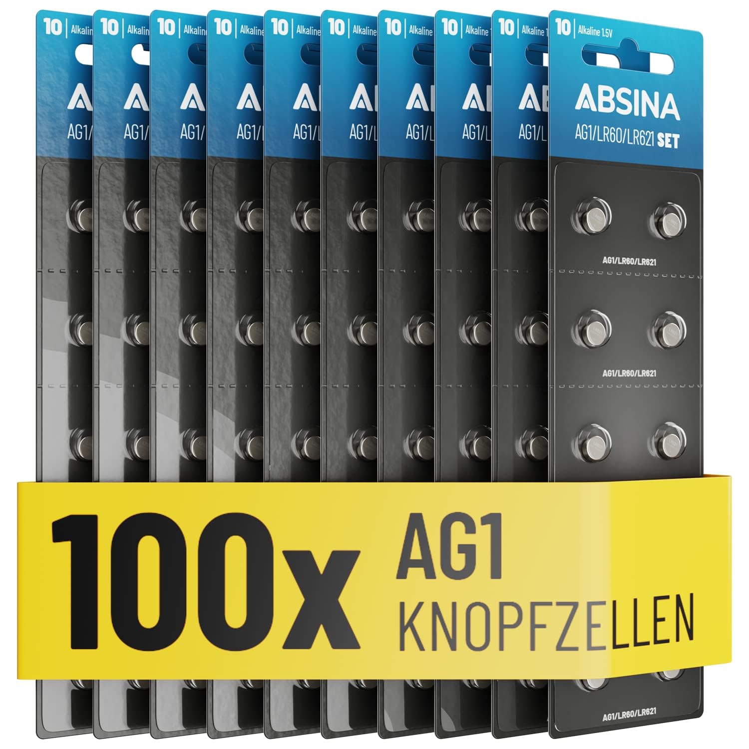 10x AG1/LR621 Knopfzellen - 1,5V Alkaline Batterien Für Uhren Und Kleingeräte