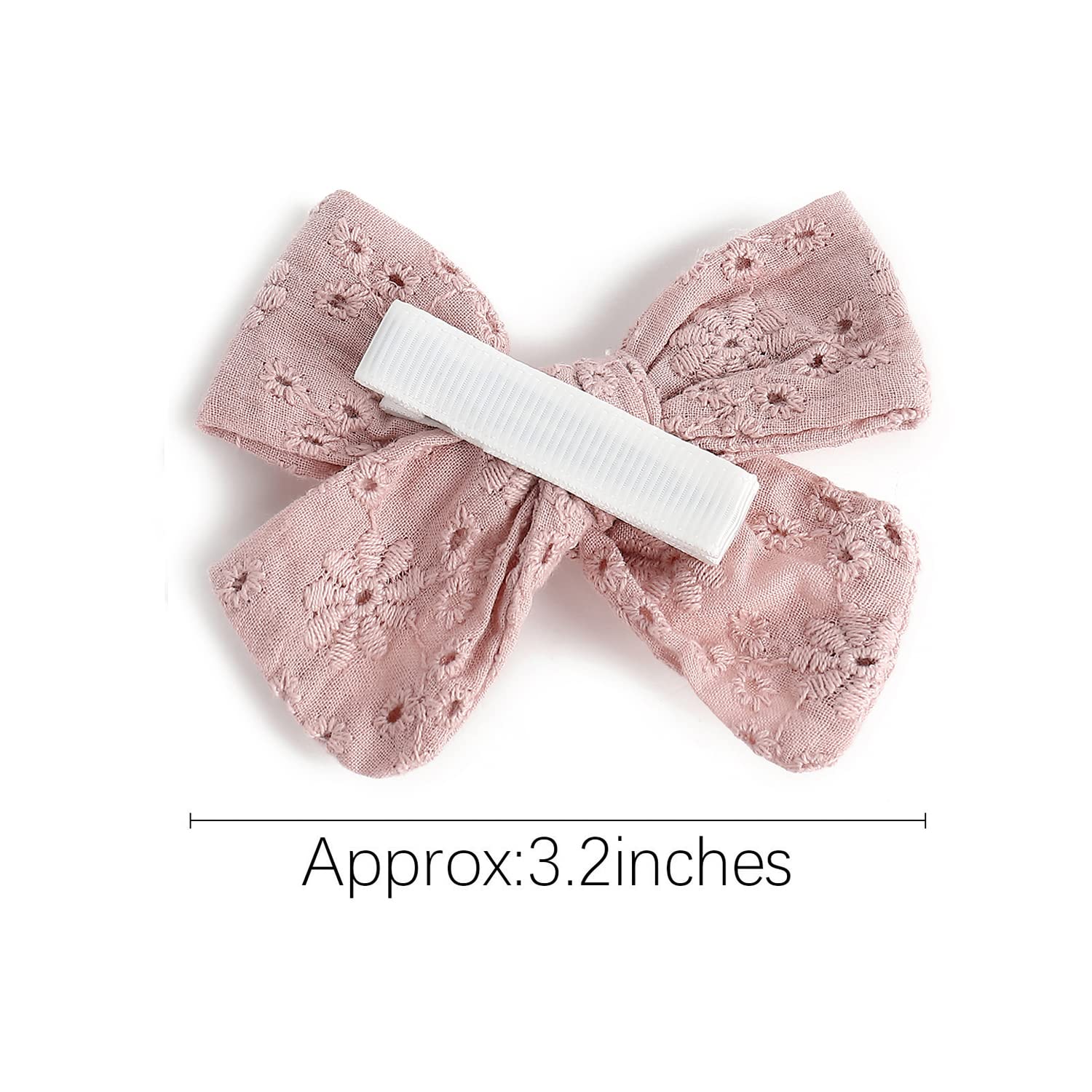 Lazos para el pelo de lino marrón rosa de 3.2 pulgadas, accesorios para el cabello para niñas pequeñas, niños y adolescentes