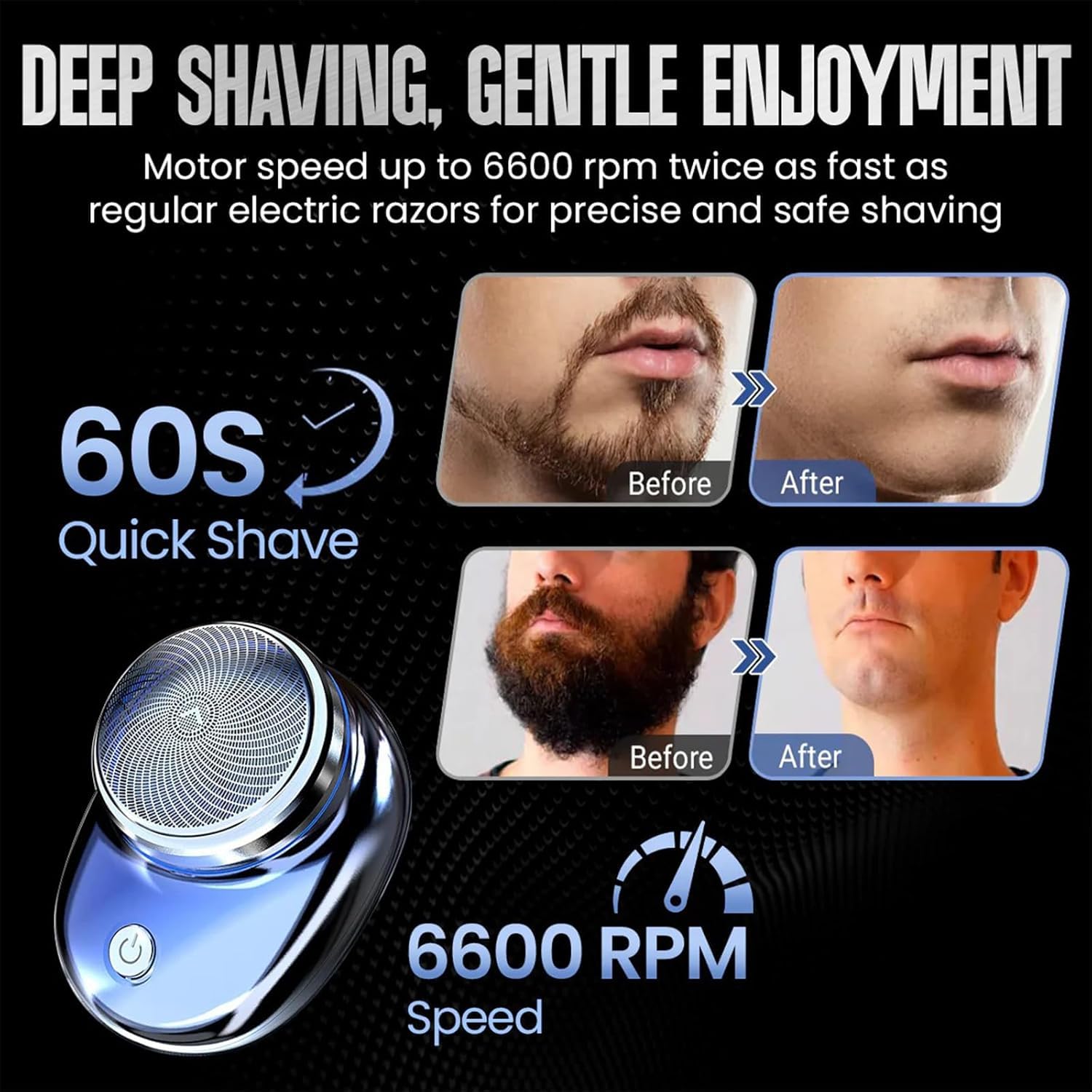 Lureza Shaver,Lureza Mini-Shave Portable Electric Shaver, Mini Low Noise USB Fast Charging Shave,Blade Removable Wet and Dry for Home, Car, Travel (Silver)