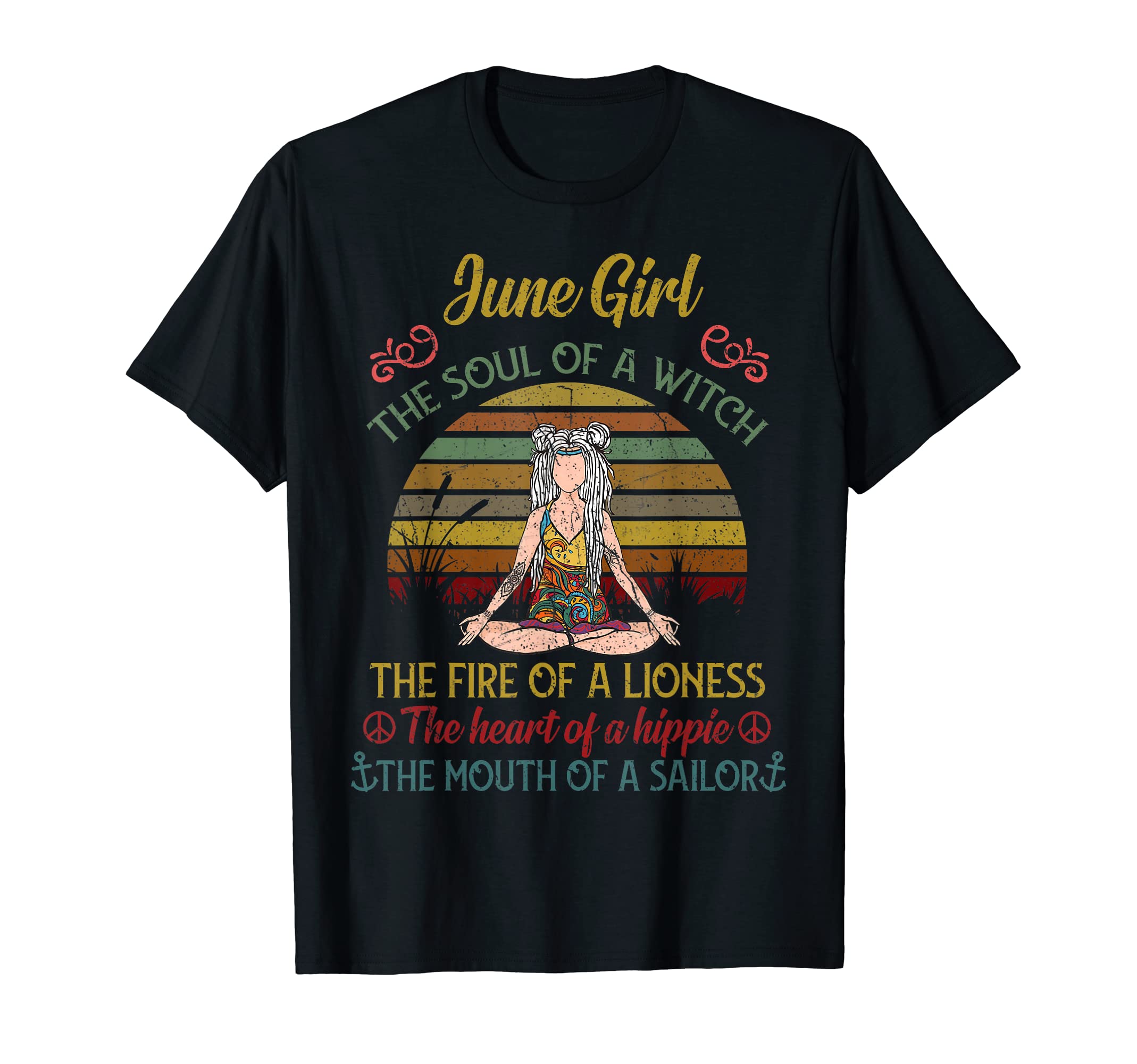 June Queen Birthday ClubJune Girl Witch Soul Vintage June Yoga Lover Birthday June T-Shirt