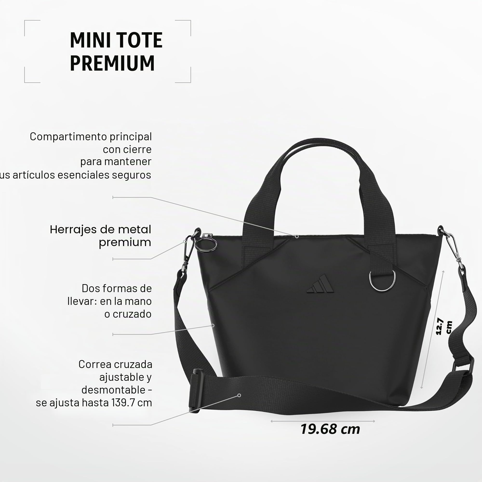 adidas Bolso pequeño para hombre y mujer, Premium/Negro, Talla única para todos