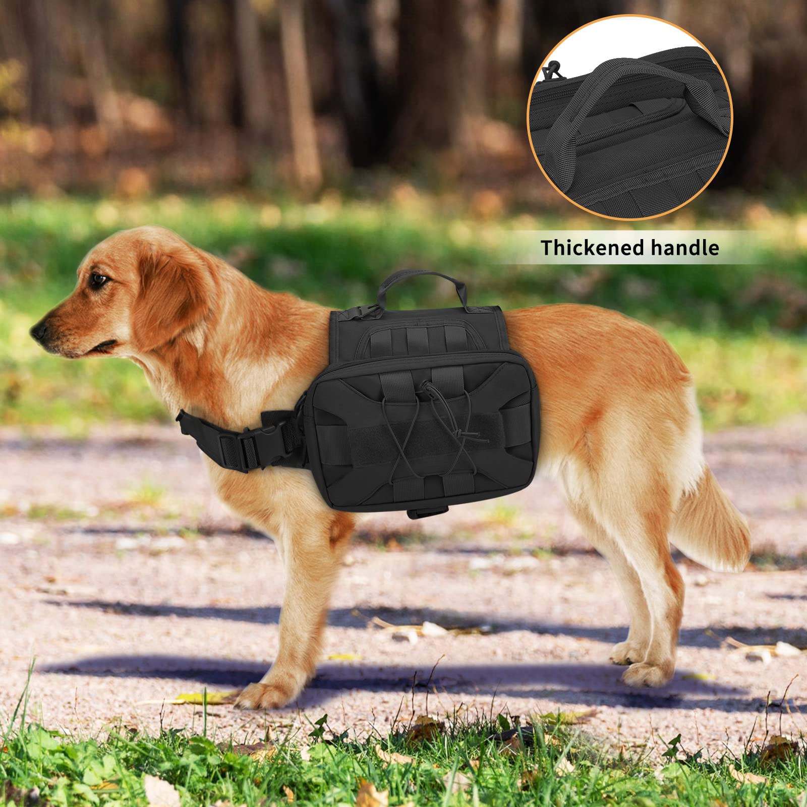 Huntvp Sac à Dos Tactique 1000D Harnais pour Chien Sac à Dos de Camping randonnée Sac à Dos pour Chien Voyage, Camping et la Randonnée en Plein air Chasse(Noir)