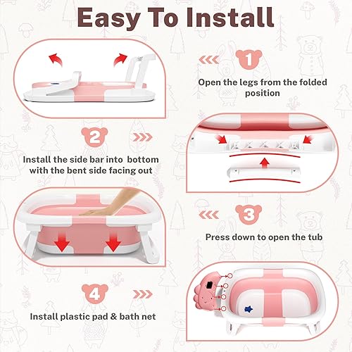 Vista 57 de AVIDOR Bañera para bebé, bañera plegable para recién nacidos a niños pequeños, bañera esencial duradera, bañera portátil de viaje con cojín suave