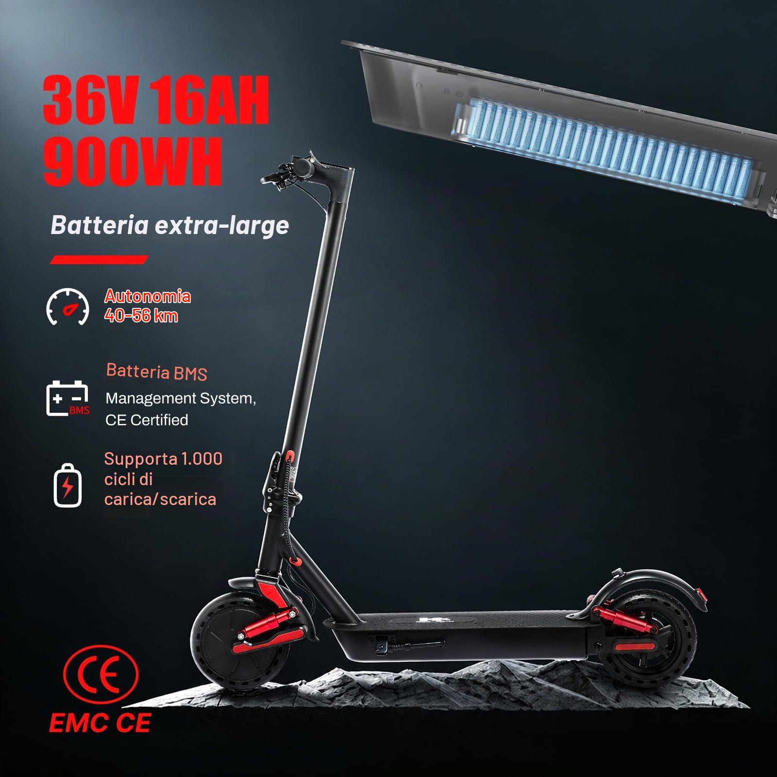 HX D06 Monopattino Elettrico Adulto, Doppia Sospensione, 500W 16/25Ah E Scooter per Città e Leggero Off-Road, Autonomia Massima 45-70km, Display Multifunzione - Pneumatico Pieno 8.5"