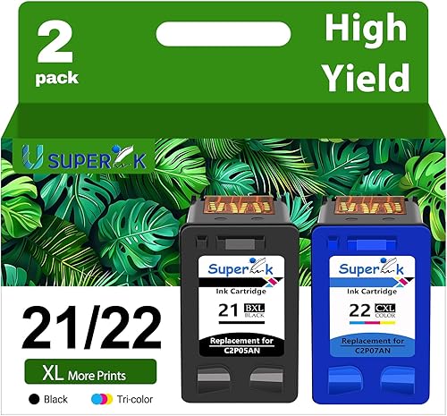 Paquete combinado de cartuchos de tinta 21XL 22XL remanufacturados para HP 21 22 21 XL 22 XL compatible con impresora DeskJet F4180 F2110 D1560