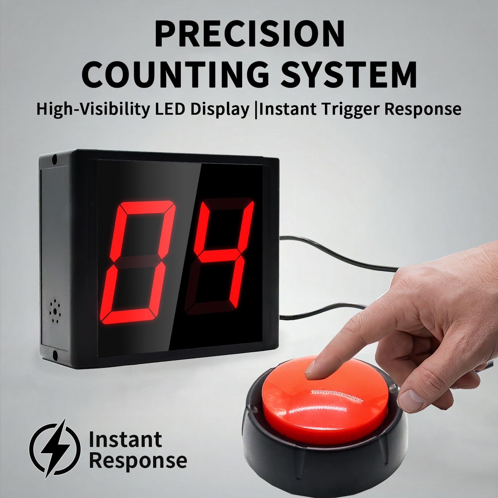 Compteur numérique avec bouton poussoir, grand écran LED de 5,8 cm, compteur de tours électronique pour la marche, le sport (2 chiffres)