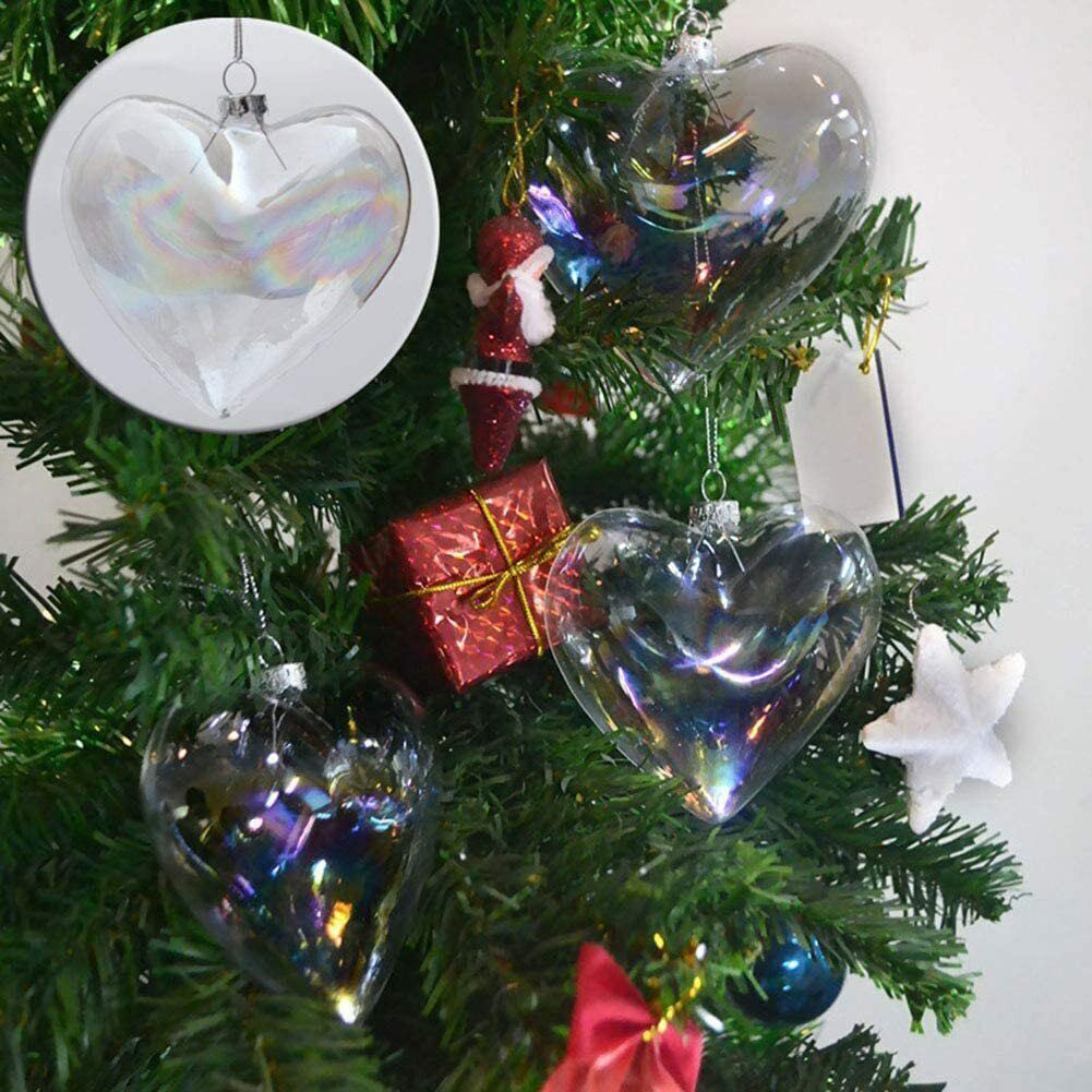 36 bolas en forma de corazón, adornos de Navidad, bolas transparentes rellenables para bodas, fiestas de Navidad