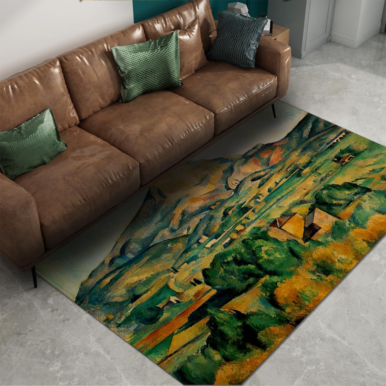 Tapis intérieur lavable 60x90 vert résistant aux taches de salle à manger