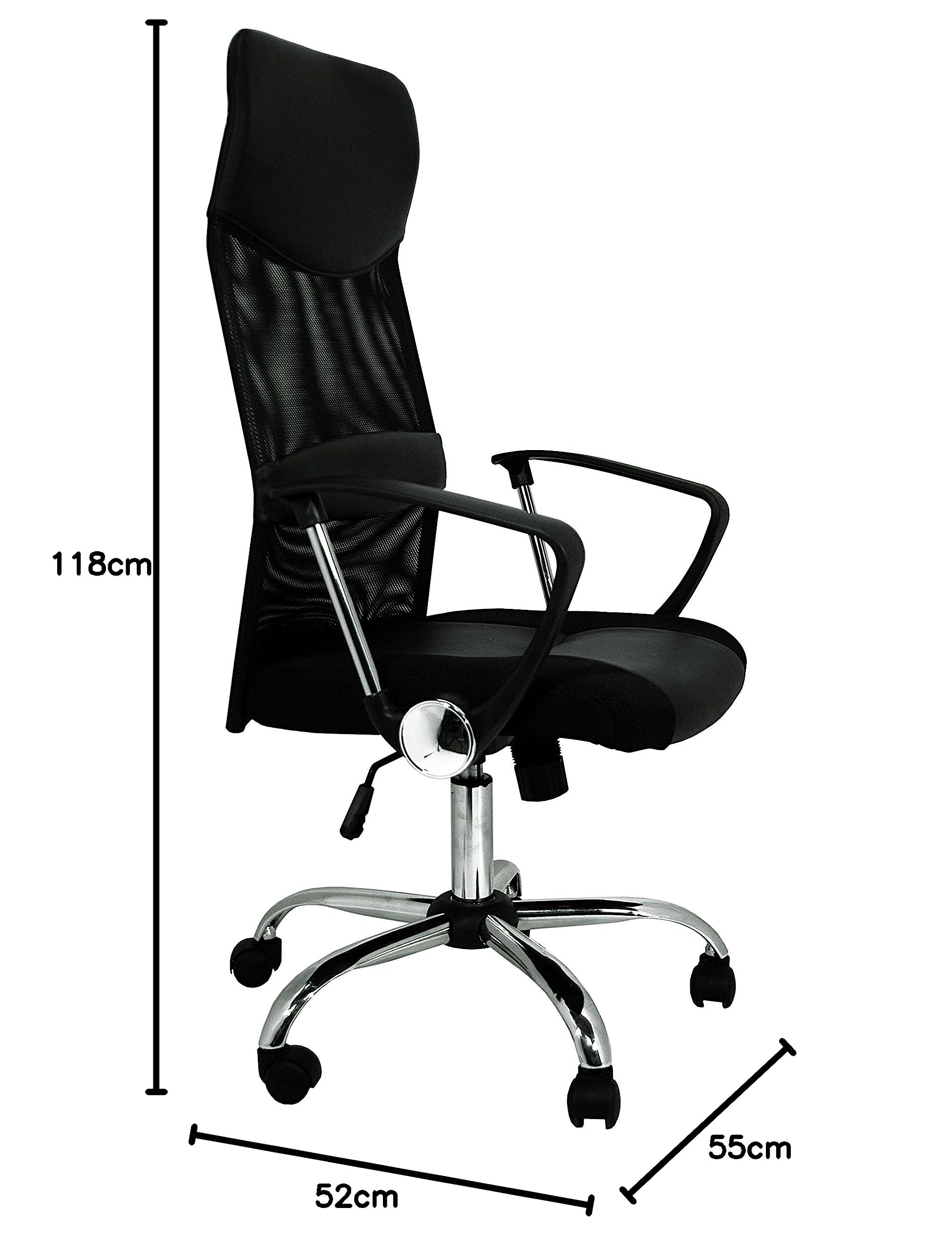 La Silla Española Santander Oficina con Reposacabezas, Piel_sintética, Negro, 52x55x118 cm