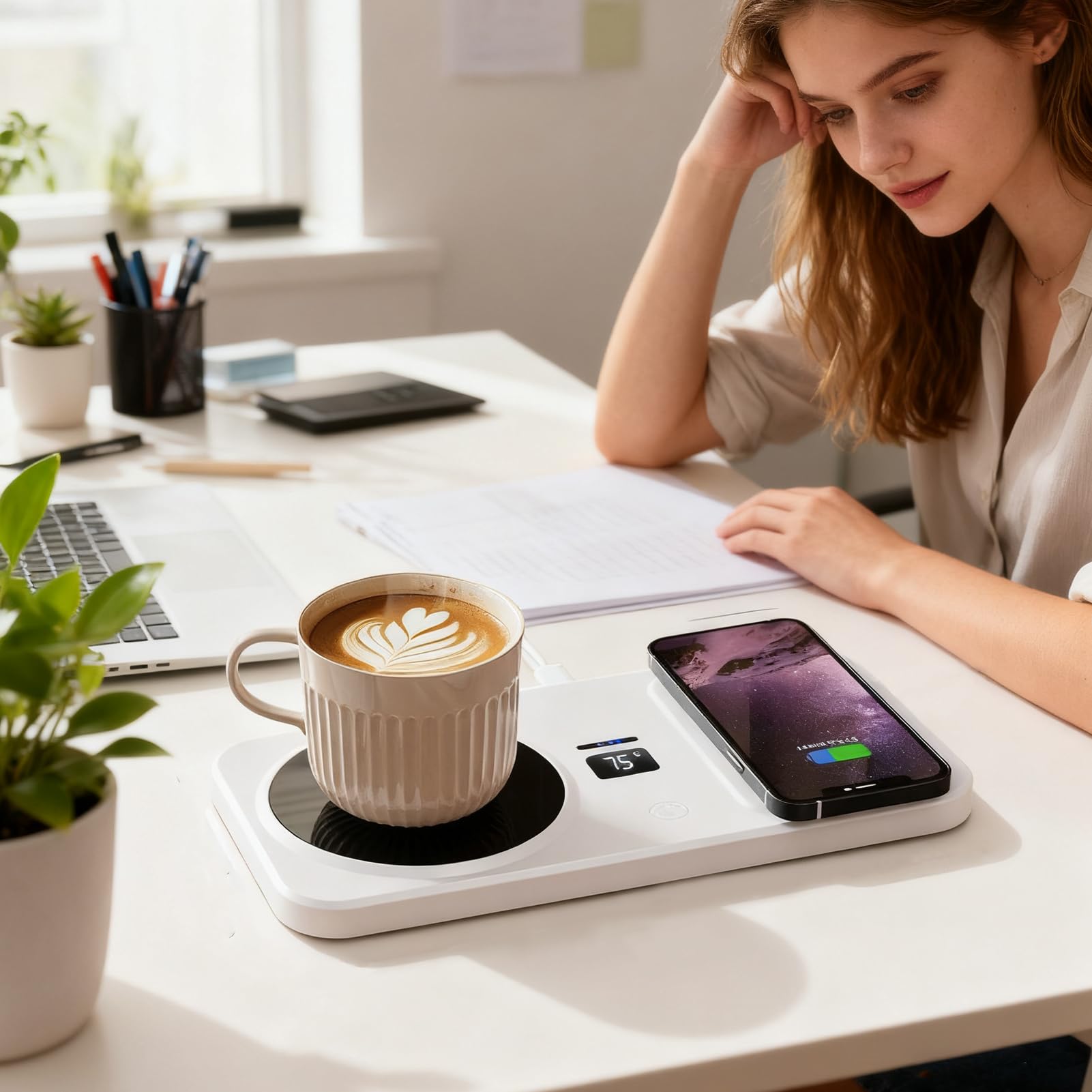 Scaldavivande per tazza da caffè, da scrivania, controllo della temperatura, ricaricabile