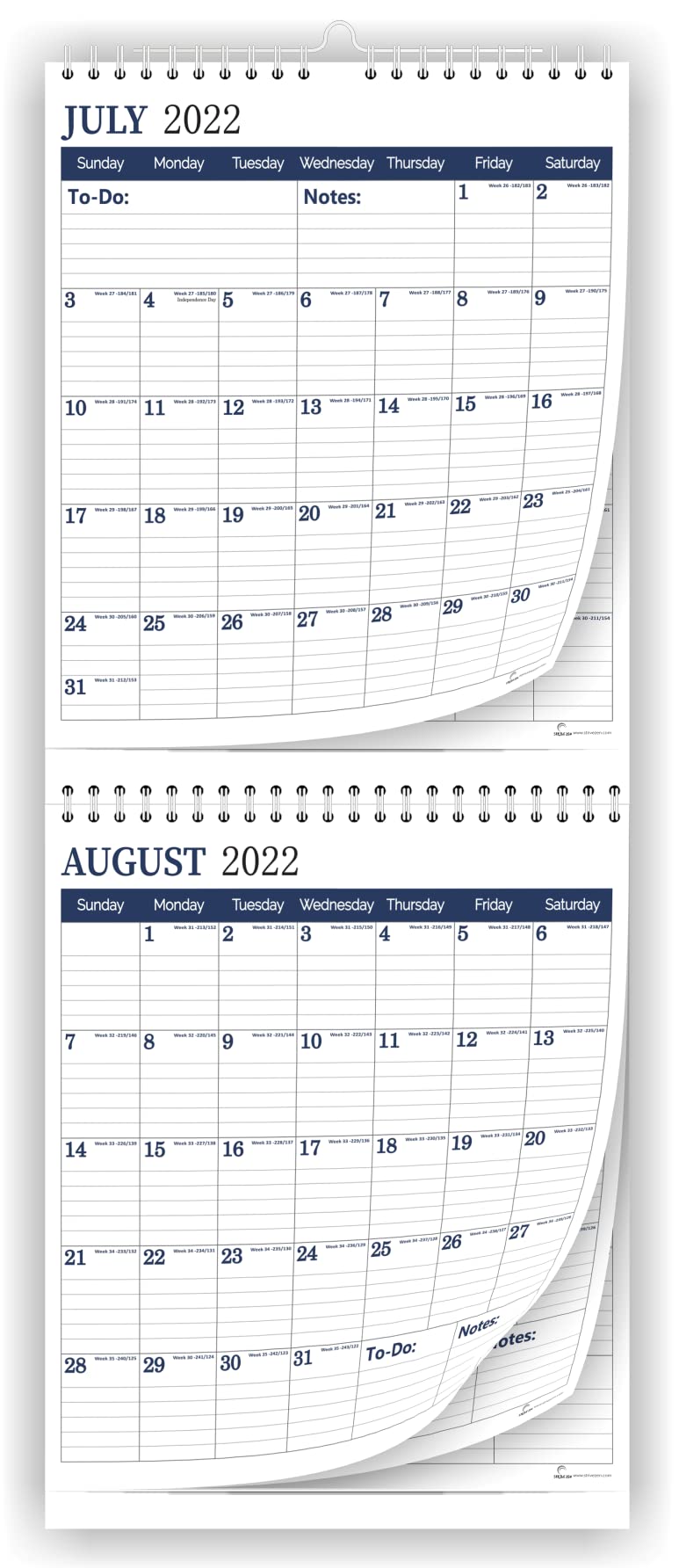 2024-2025 2-Month View Wall Calendar by StriveZen, Move-a-Page, Monthly, Foldable, Vertical, January 2024 to December 2025, 12x 28 Inches, Large, Minimalist, 24 Months