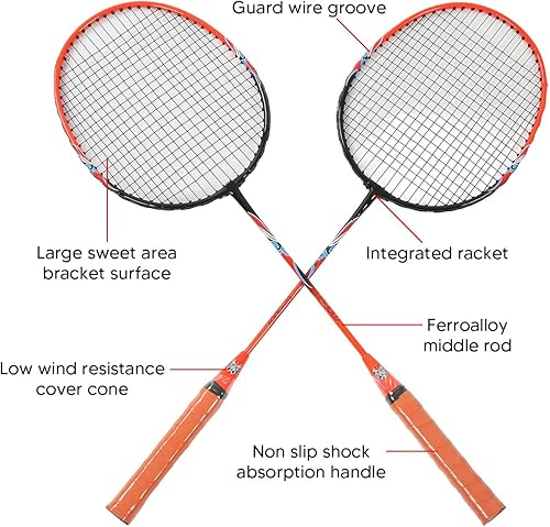 Miniatura 3 de Juego de raqueta de bádminton para 2 jugadores, ligera y resistente, raqueta de bádminton, material de aleación de hierro, equipo deportivo, para